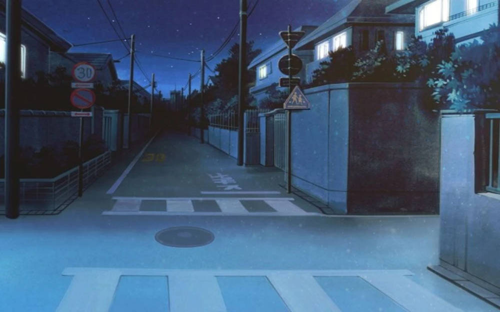 Ιαπωνικό Anime Σκοτεινός Δρόμος Νύχτα Ταπετσαρία