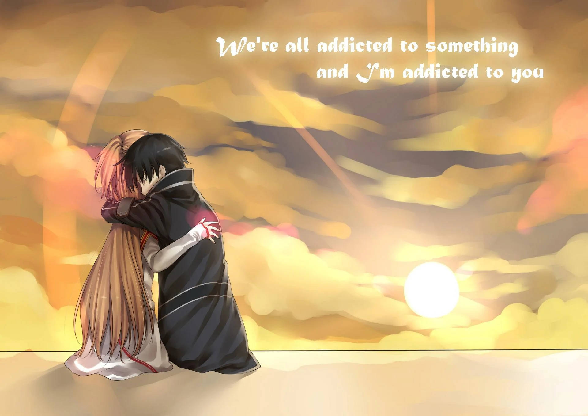 Αγκαλιά Anime Απόφθεγμα Ταπετσαρία
