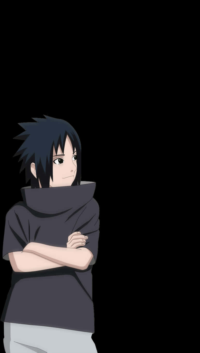 Νεαρός χαρακτήρας anime σε μαύρο φόντο Ταπετσαρία