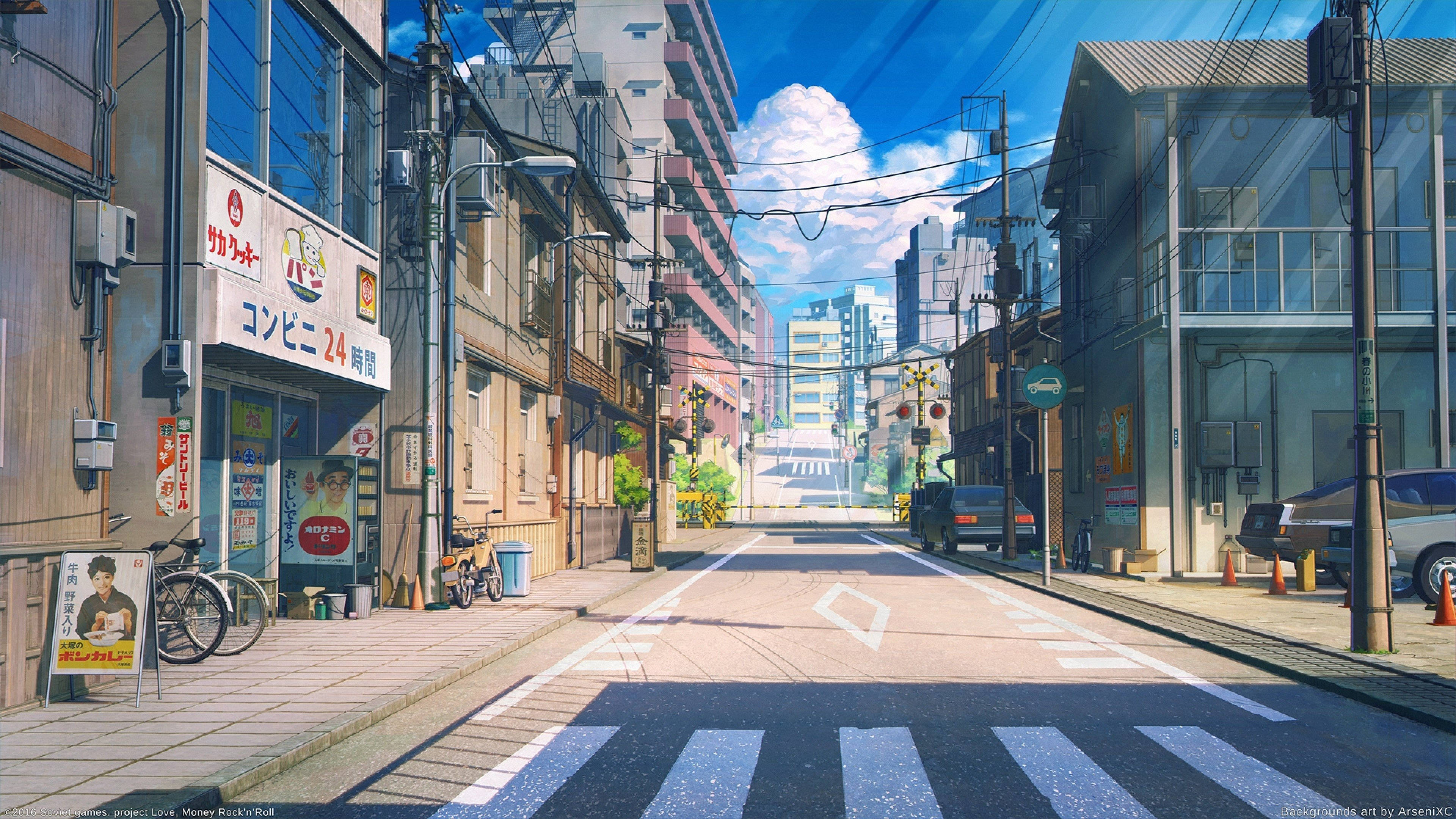 Άδειος Δρόμος σε Σκηνή Anime Gaming Ταπετσαρία