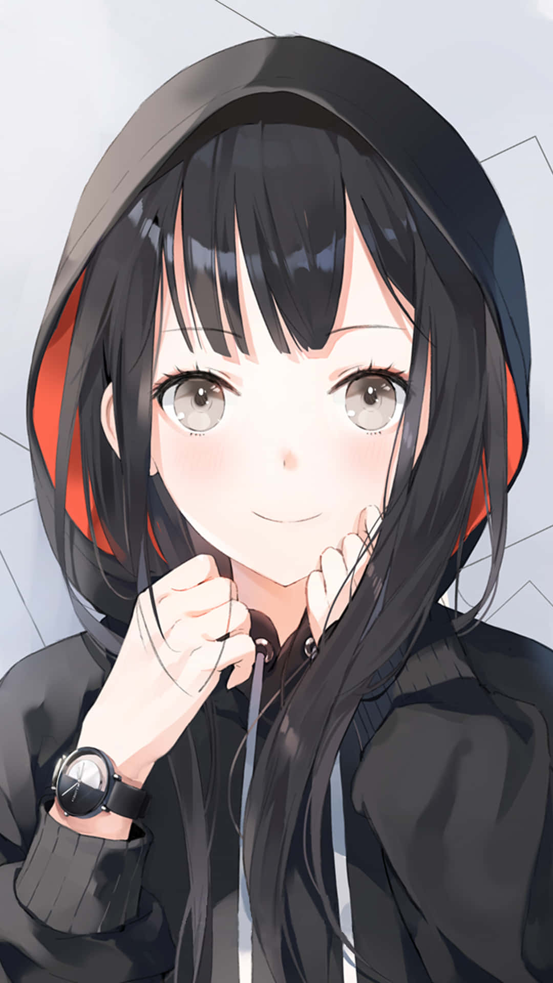 Anime κορίτσι με κομψό φούτερ Ταπετσαρία