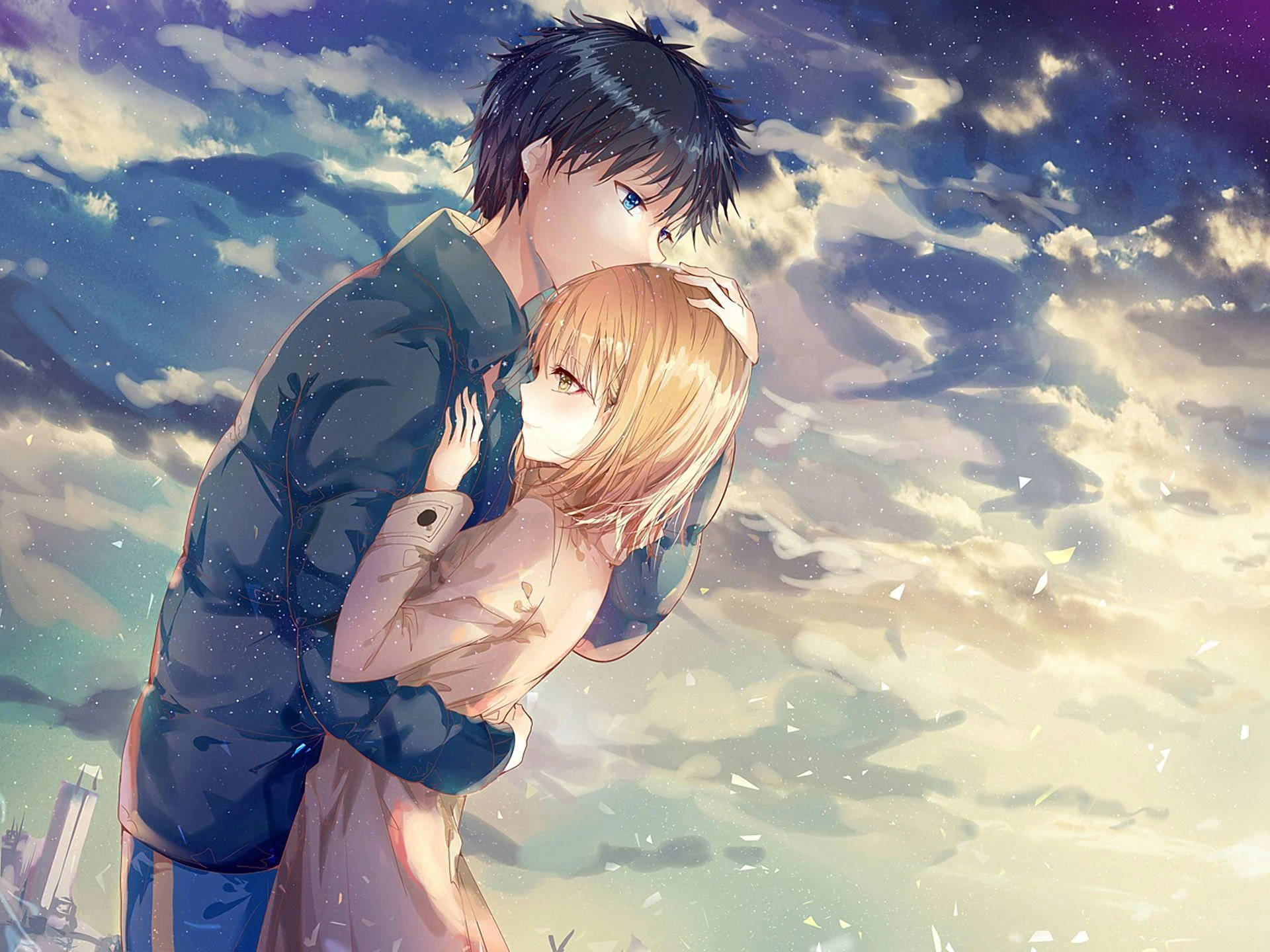 Αγκαλιά Ερωτευμένων Anime Ταπετσαρία