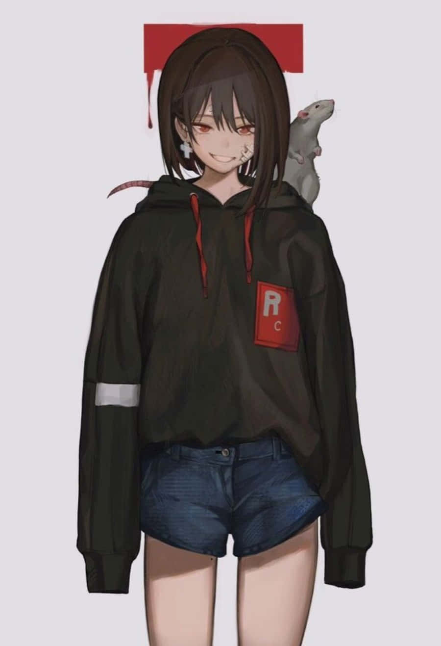 Anime κορίτσι φοράει το κομψό hoodie μας Ταπετσαρία