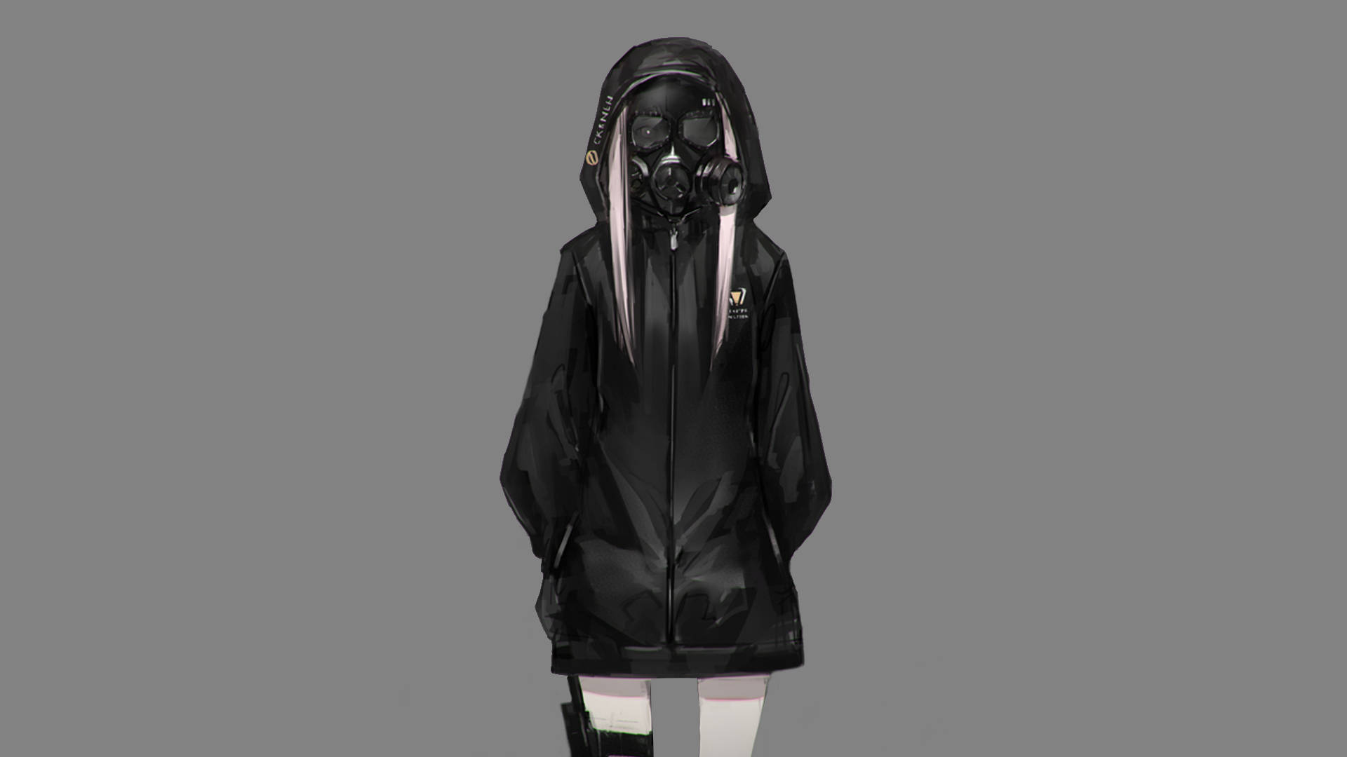 Κορίτσι Anime με Μάσκα και Μαύρο Hoodie Ταπετσαρία