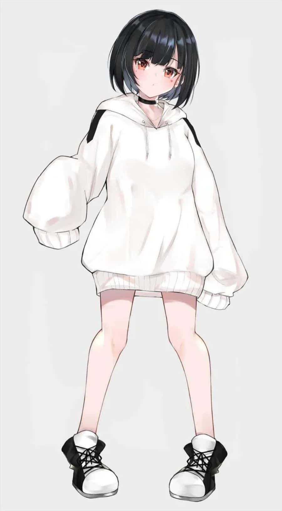 Ένα anime κορίτσι με μοντέρνο hoodie! Ταπετσαρία
