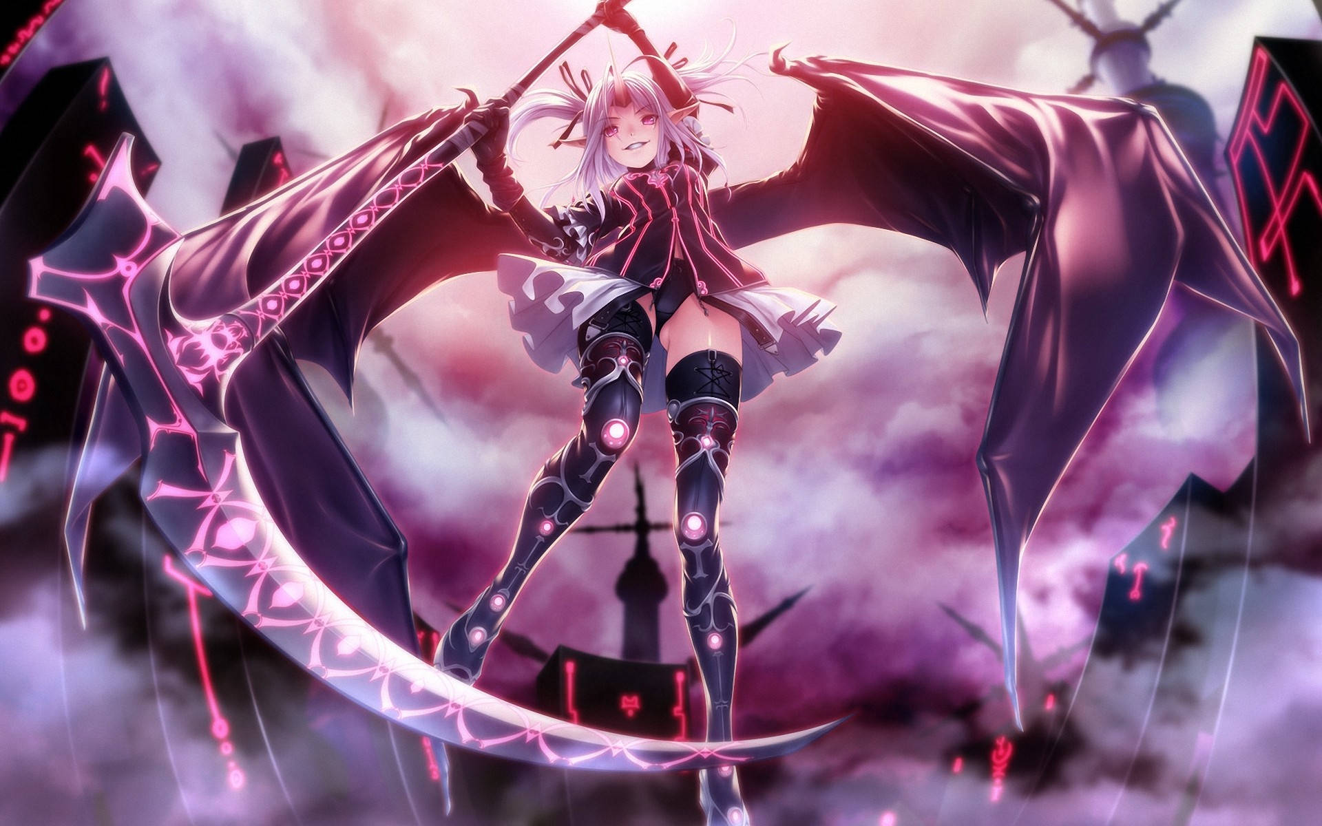 Δαιμονισμένο κορίτσι anime με δρεπάνι Ταπετσαρία