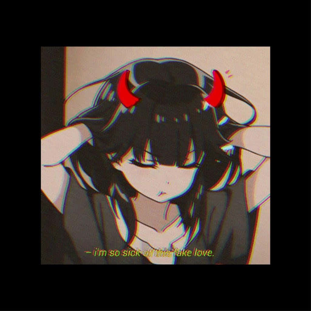 Σκοτεινή Αισθητική Anime Κοπέλα με Κέρατα Διαβόλου Ταπετσαρία
