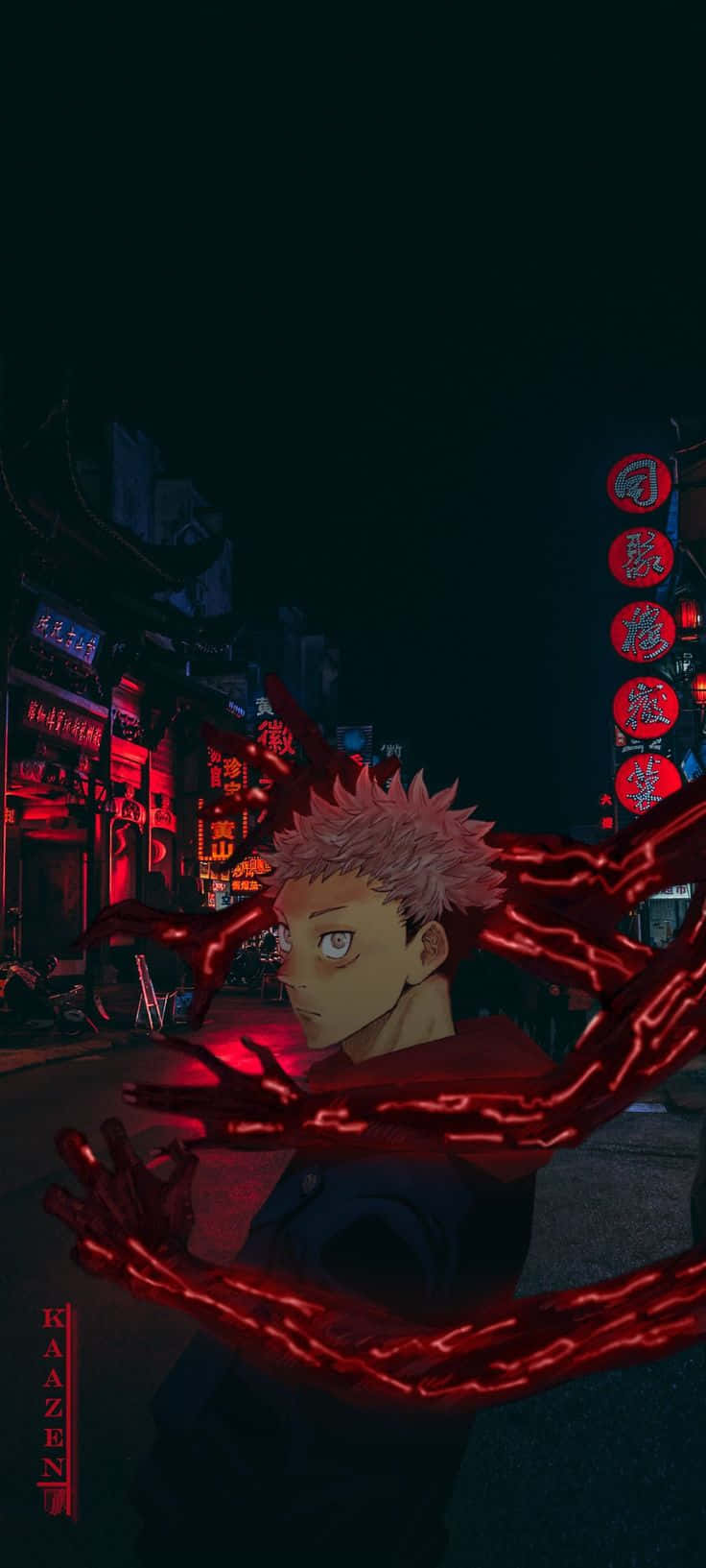 Λεζάντα: "Ο Γιούτζι Ιτάντορι από το Anime Jujutsu Kaisen Ταπετσαρία Android" Ταπετσαρία