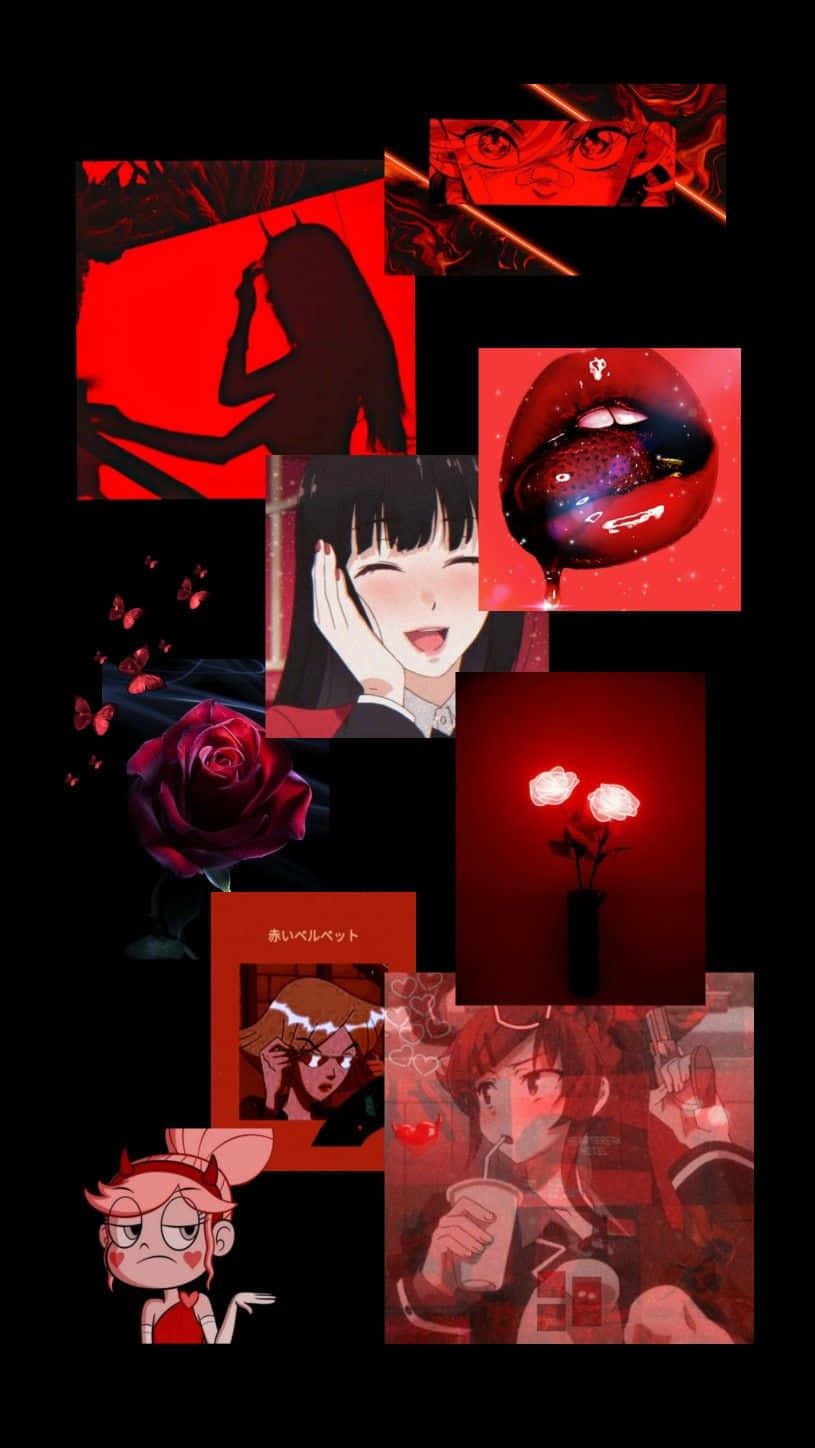 Κόκκινα Anime Αντικείμενα Αισθητική Ταπετσαρία