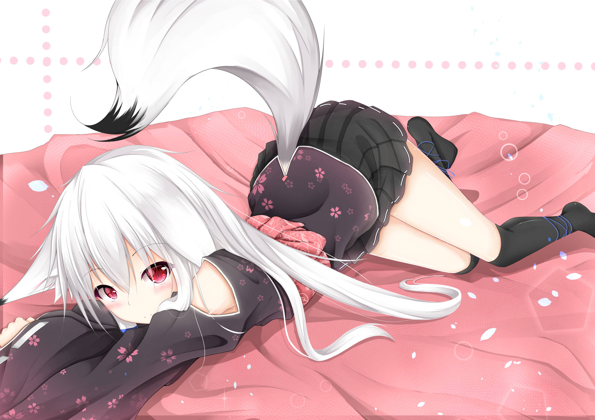 Κορίτσι Anime με Kawaii Ουρά Γάτας Ταπετσαρία