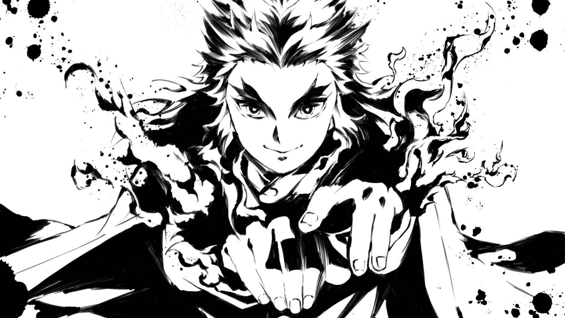Λευκό Anime Kyōjurō Rengoku Demon Slayer Ταπετσαρία