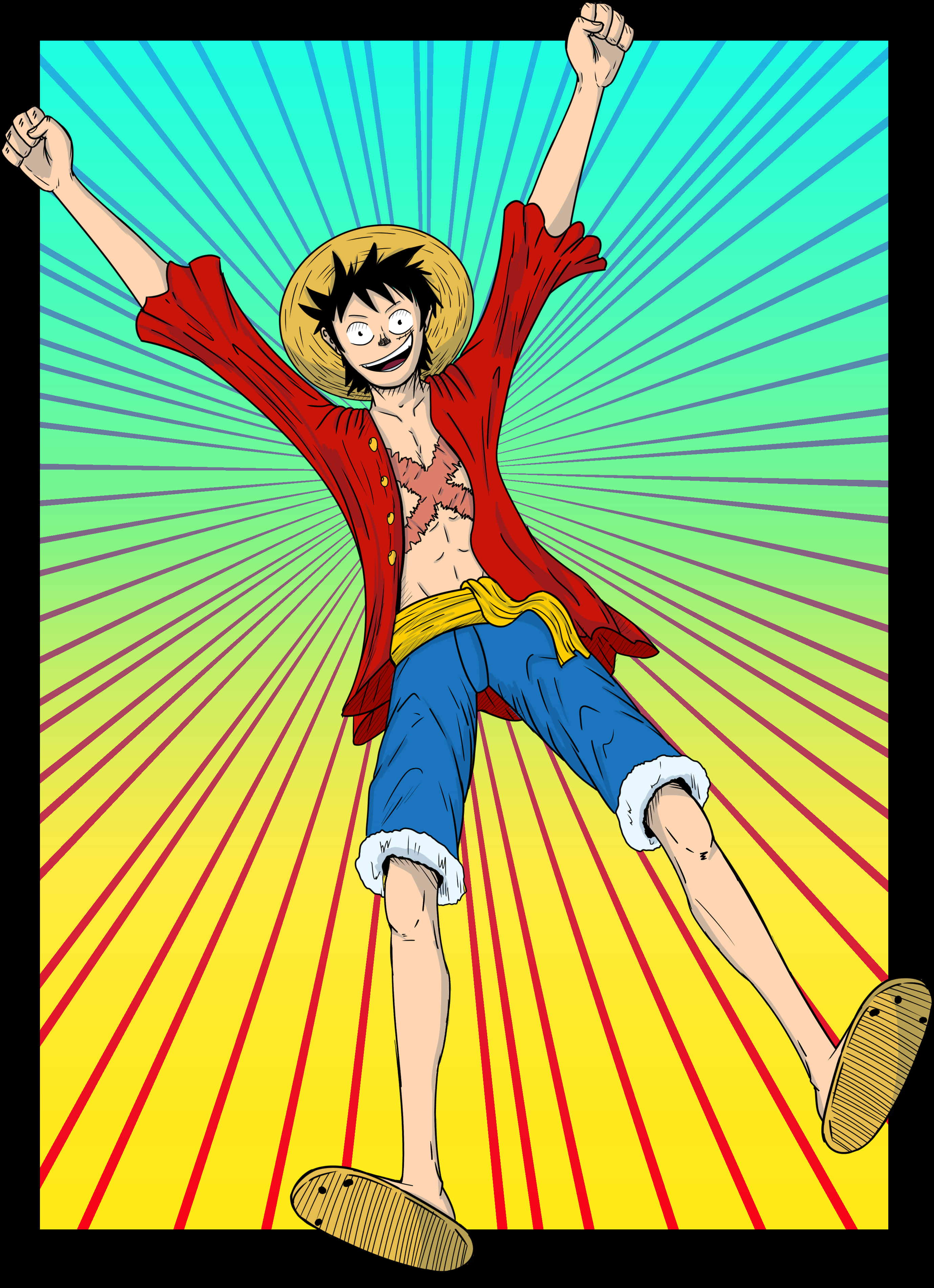Εικονογράφηση anime με τον Luffy σε στάση νίκης Ταπετσαρία