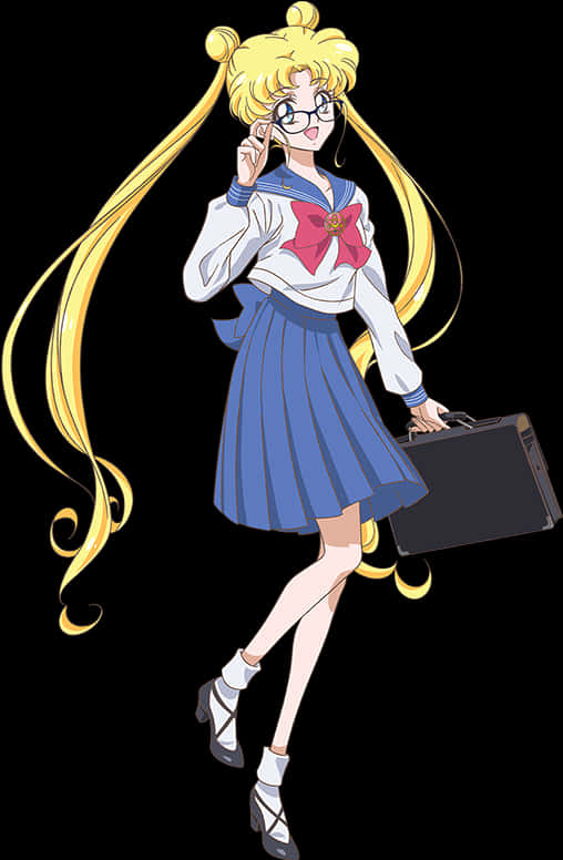 Μαθήτρια Anime με Ξανθά Μαλλιά και Γυαλιά Ταπετσαρία