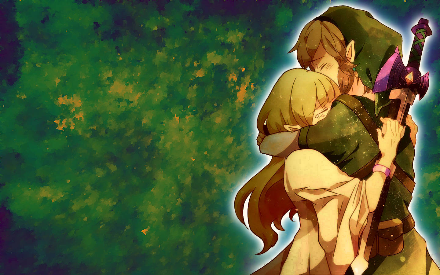 Αγκαλιά ανάμεσα σε Νάνο και Κορίτσι Anime Ταπετσαρία