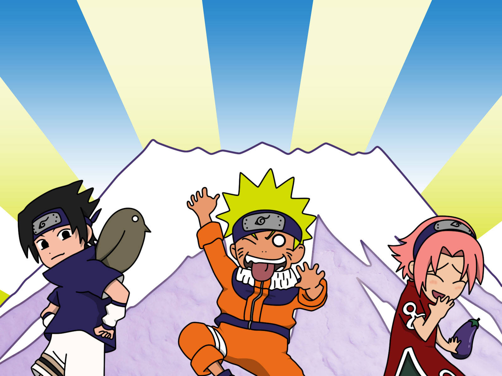 Αστείο Anime Naruto σε Παγωμένο Βουνό Ταπετσαρία