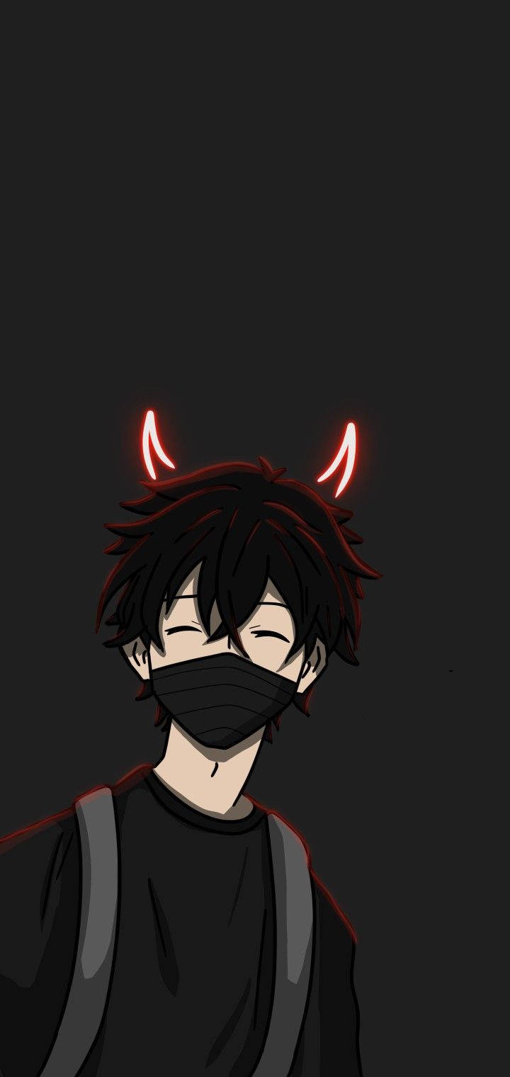 Αγόρι Anime με Σκούρα Κέρατα Διαβόλου Ταπετσαρία