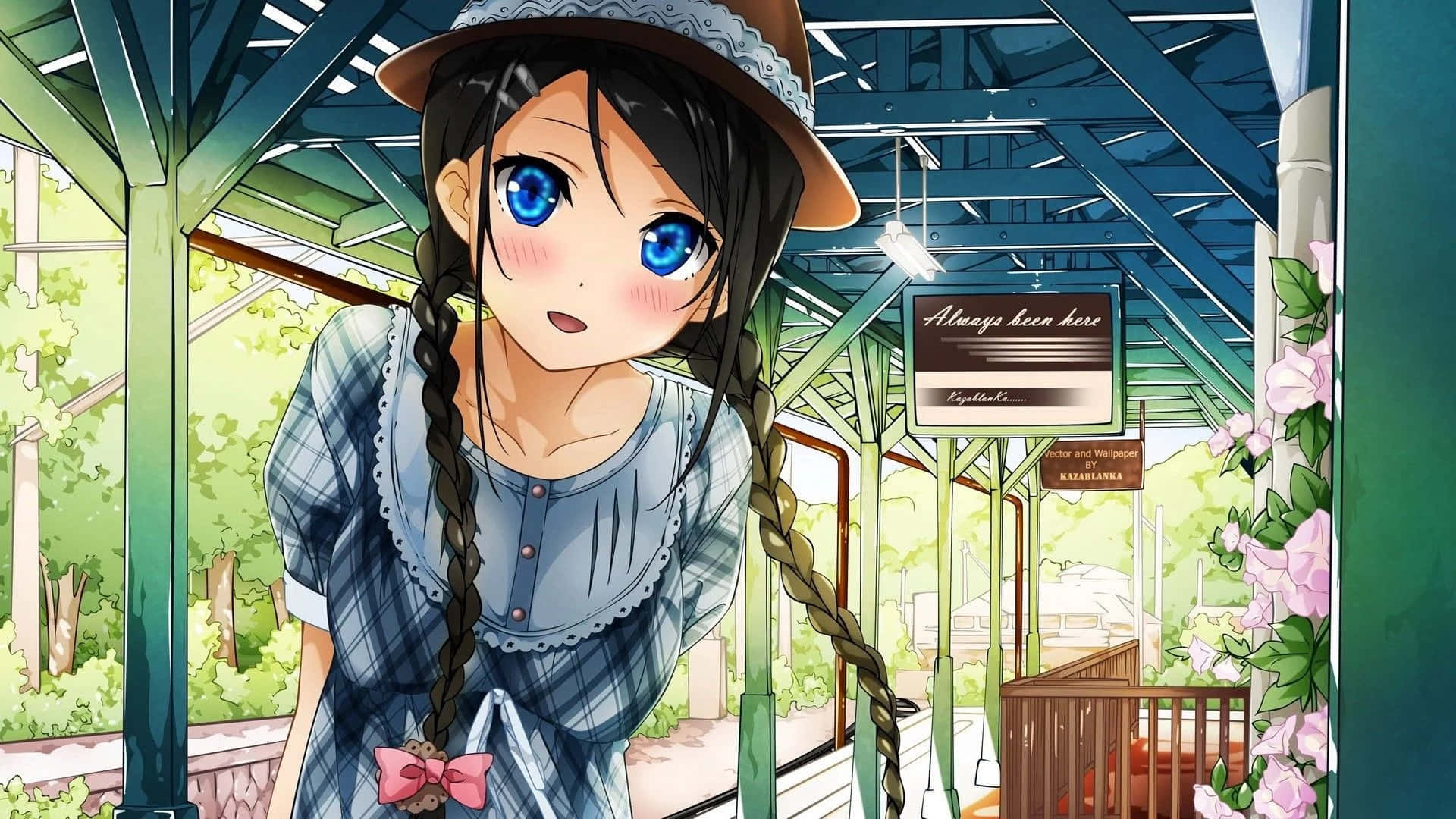 Χαριτωμένο φόντο Anime Ταπετσαρία