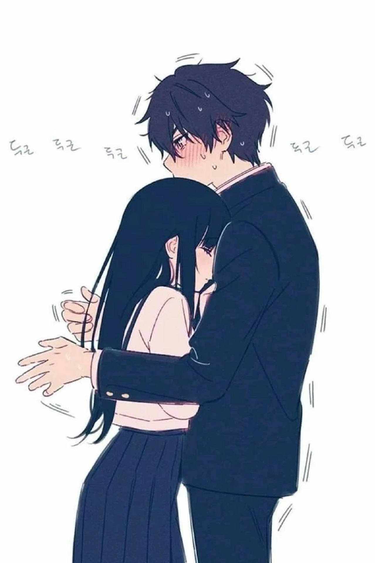 Αγκαλιά Anime σε Λευκό Ταπετσαρία