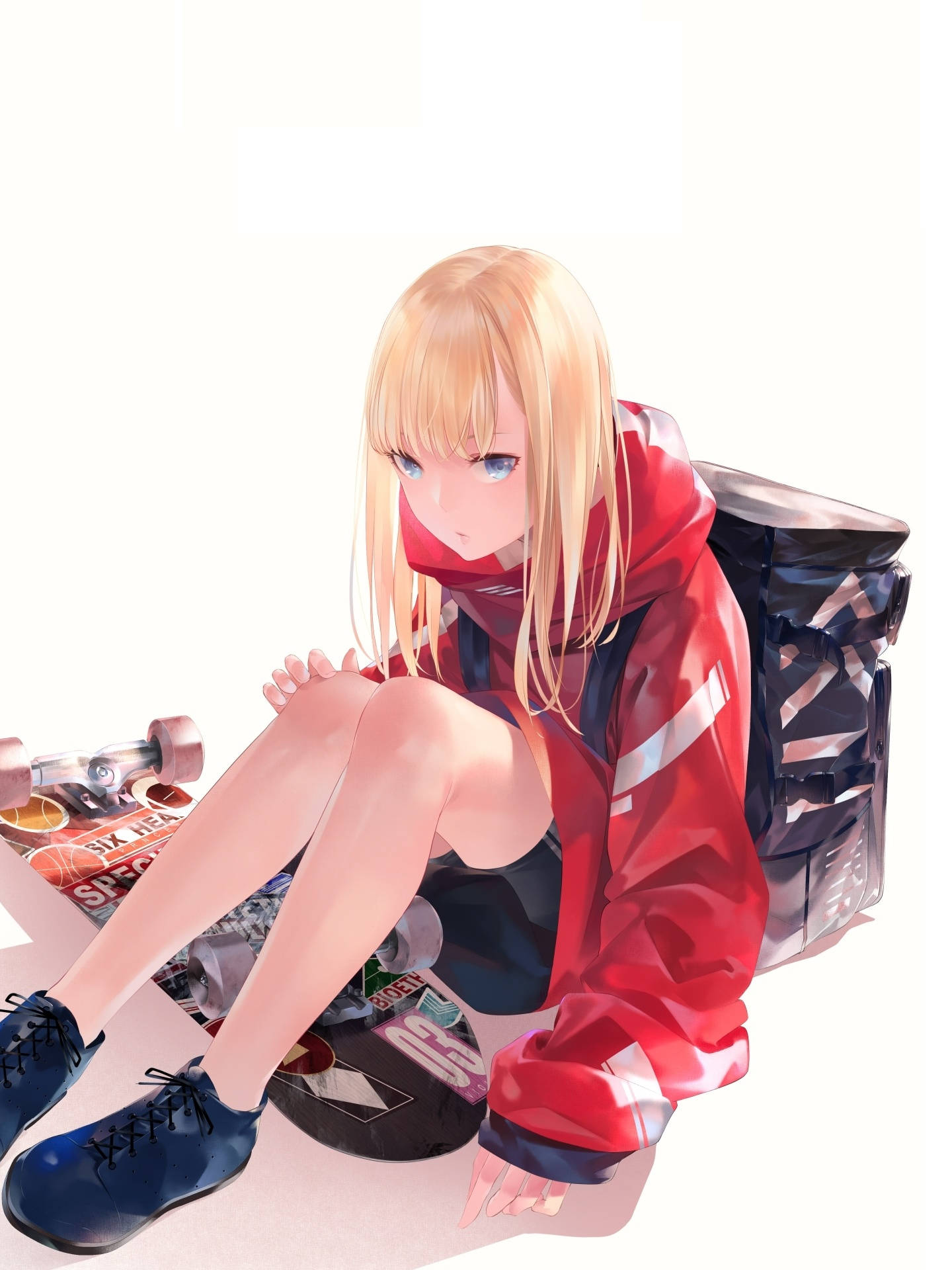 Anime Skater Κορίτσι με Κομψό Hoodie Ταπετσαρία