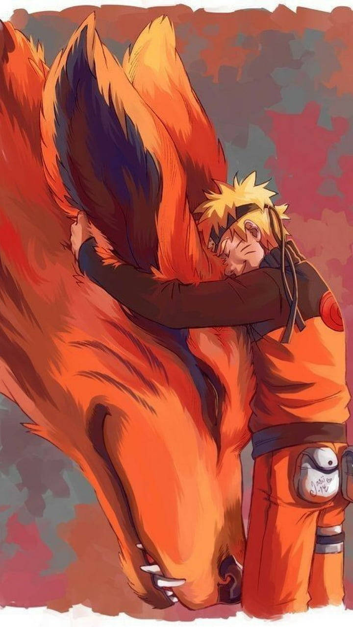 Anime Uzumaki Αγκαλιάζει τον Naruto Kurama Ταπετσαρία