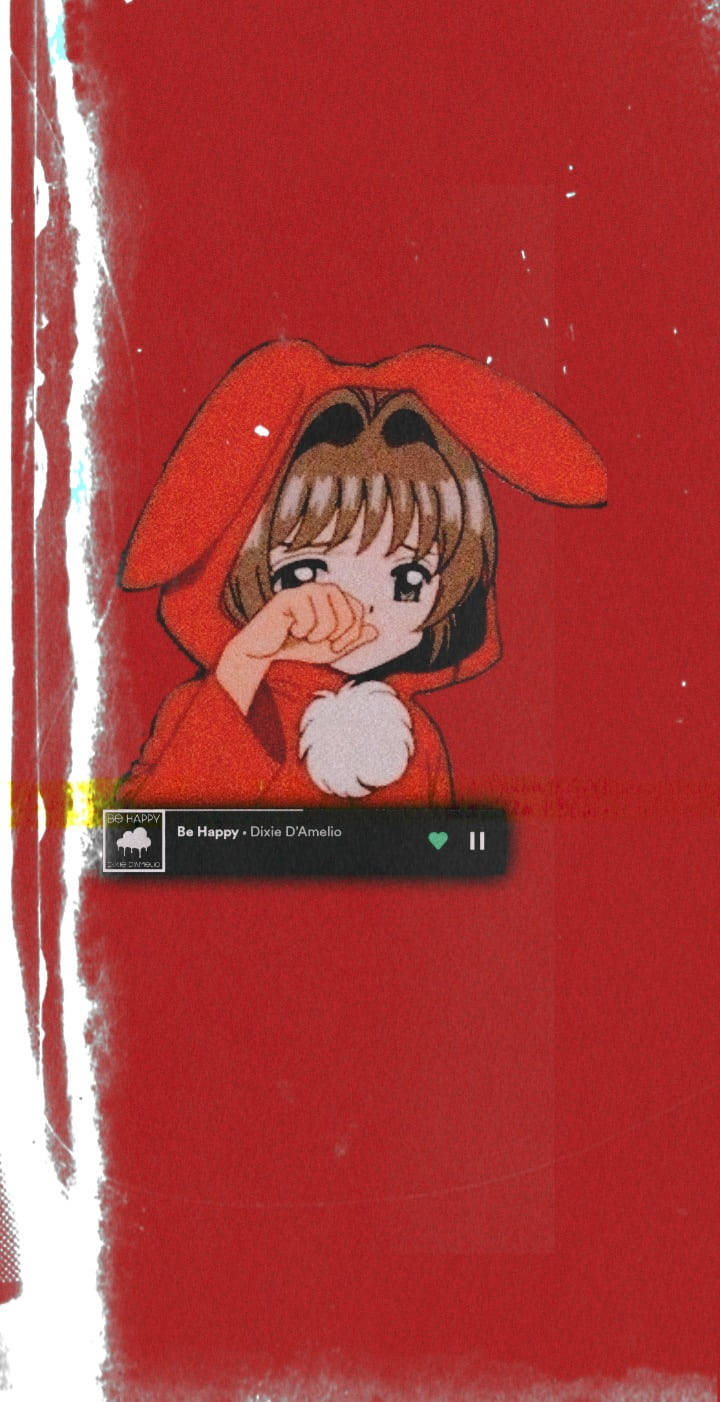 Κόκκινη Θλιμμένη Αισθητική Κόρη Anime Ταπετσαρία