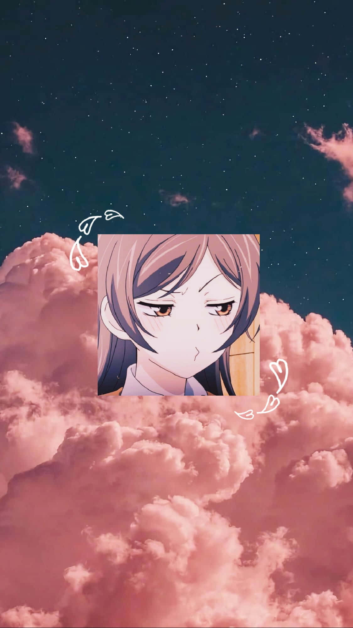 Χαριτωμένο Αισθητικό Anime Ροζ Σύννεφα Ταπετσαρία