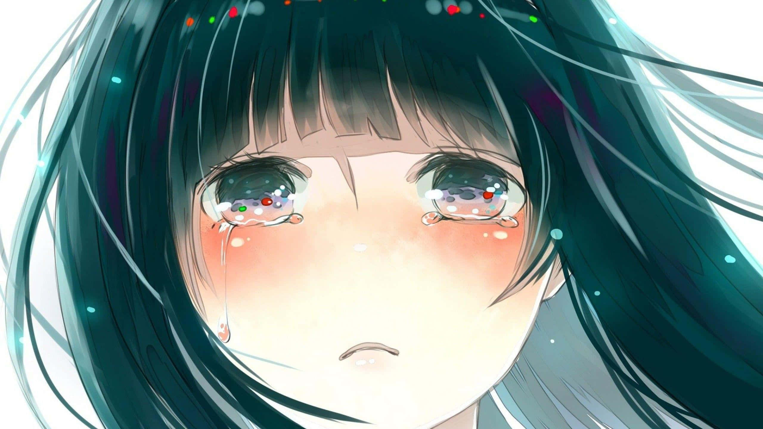 Ένας στοχαστικός χαρακτήρας anime κάθεται λυπημένος. Ταπετσαρία