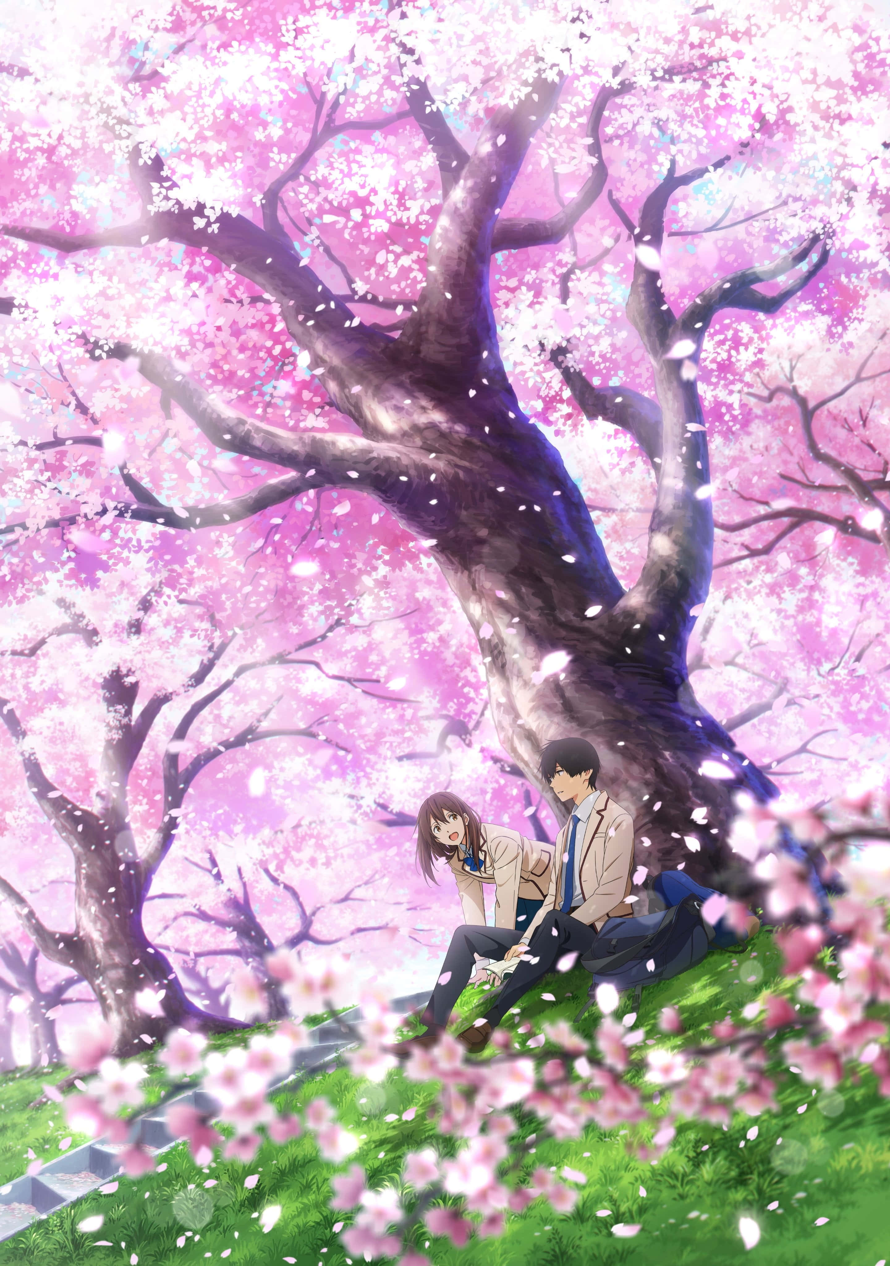 Anime Άνθιση Κερασιάς Φόντο από το Φάε το Πάγκρεας Σου Ταπετσαρία