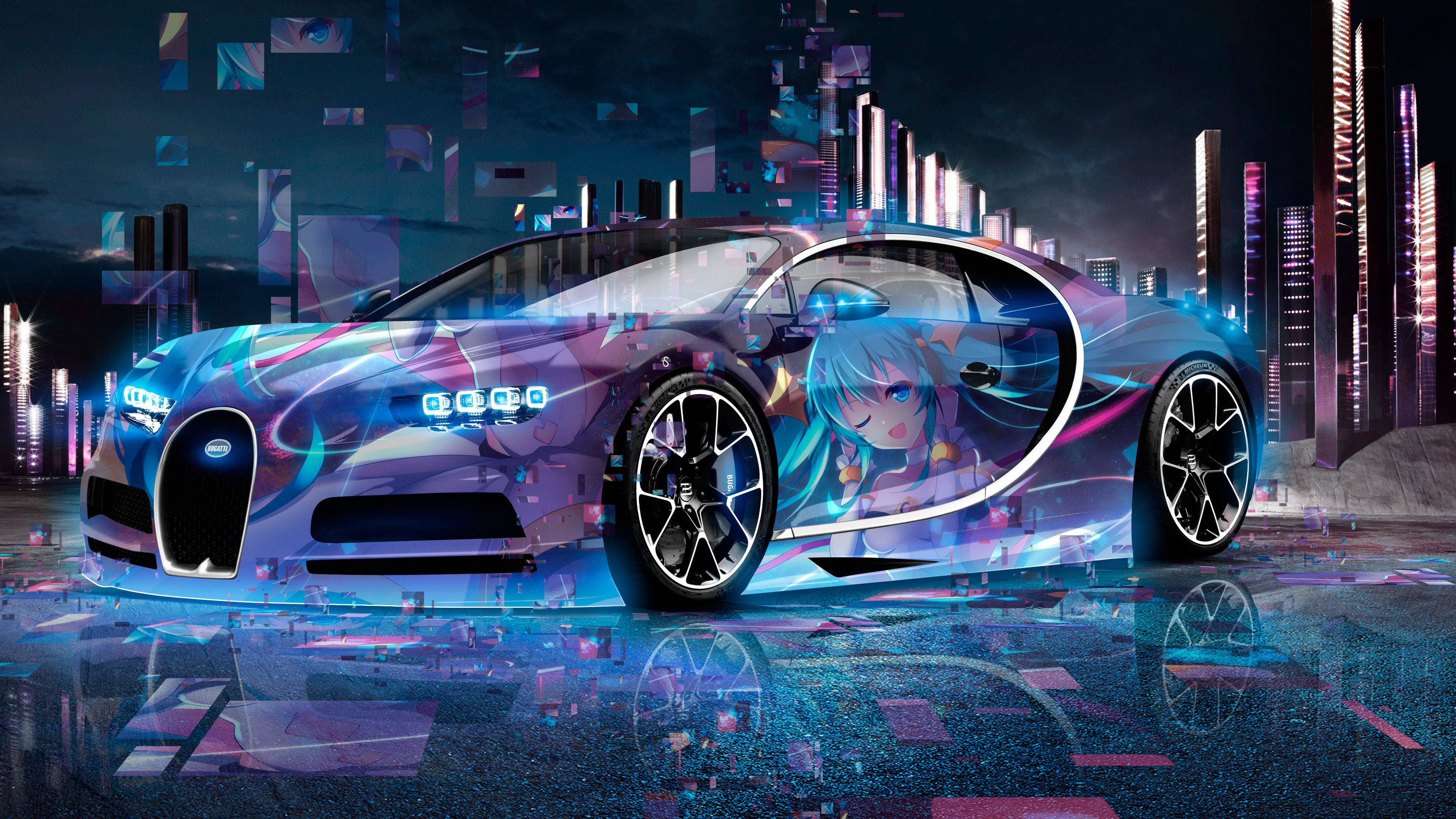 Anime Αυτοκίνητο Bugatti Chiron Ταπετσαρία