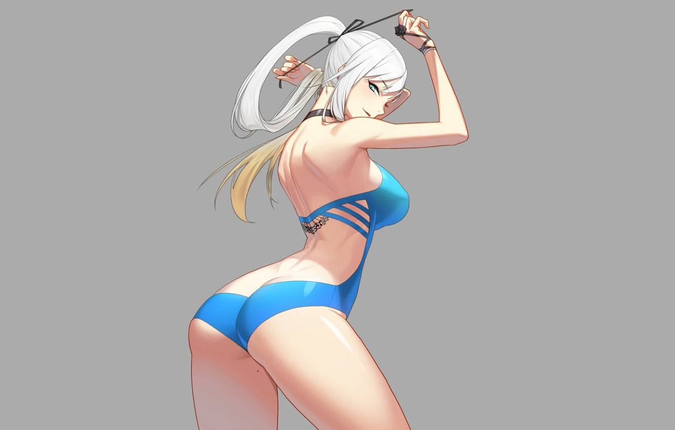 Anime κορίτσι με αλογοουρά σε μπικίνι Ταπετσαρία