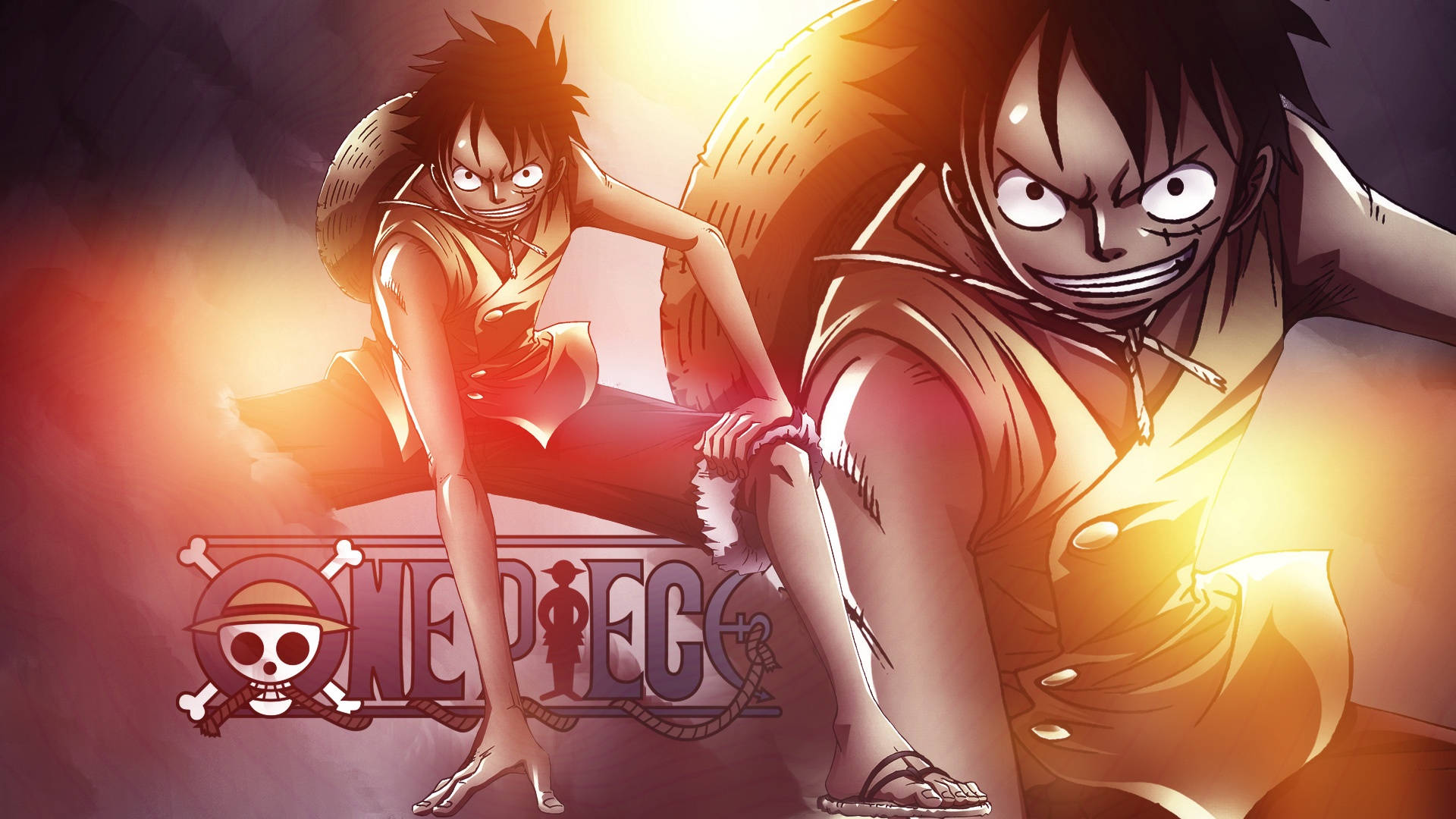 Anime Πειρατής Luffy Με Φωτιά — Λούφι Ταπετσαρία