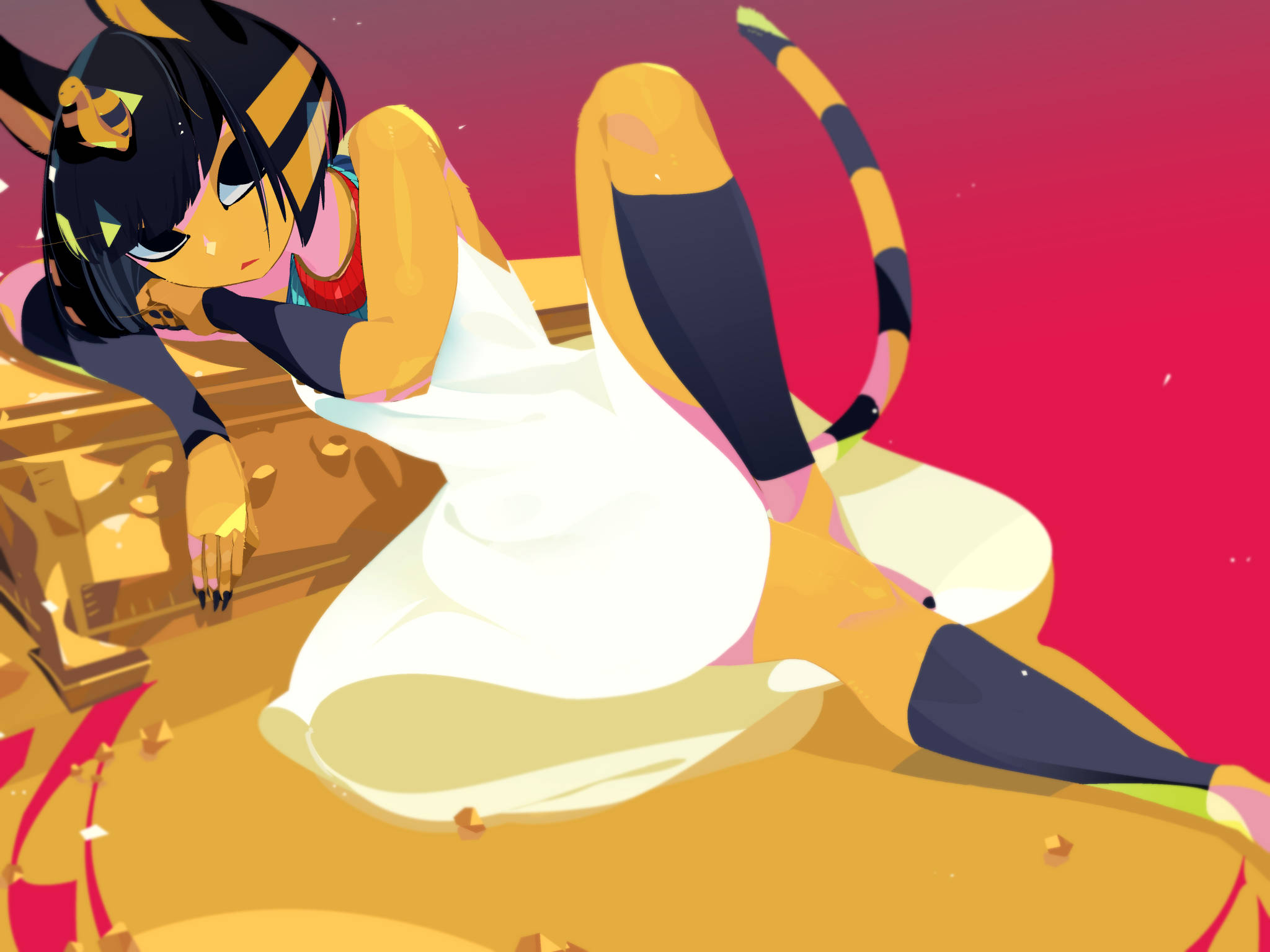 Ankha Animal Crossing Ακουμπά το Κεφάλι της Ταπετσαρία