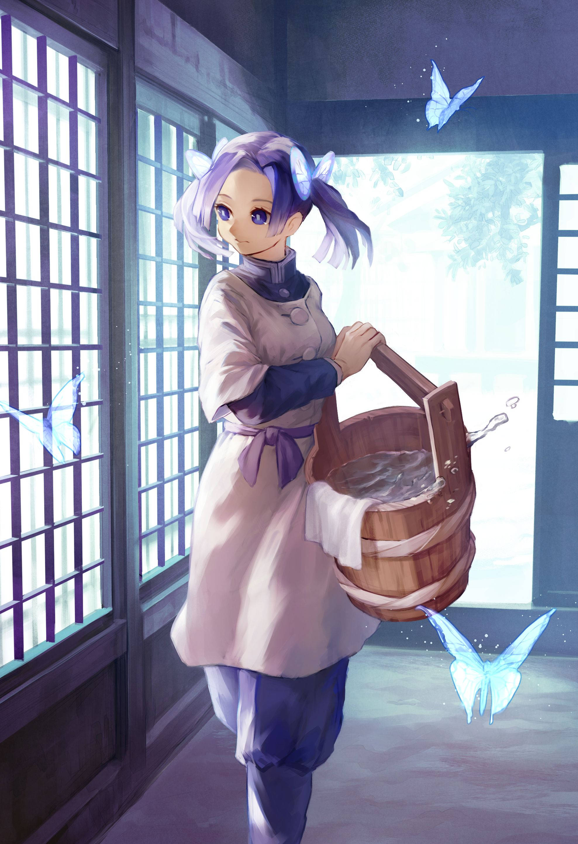 Aoi Kanzaki With Butterflies Artwork Ταπετσαρία