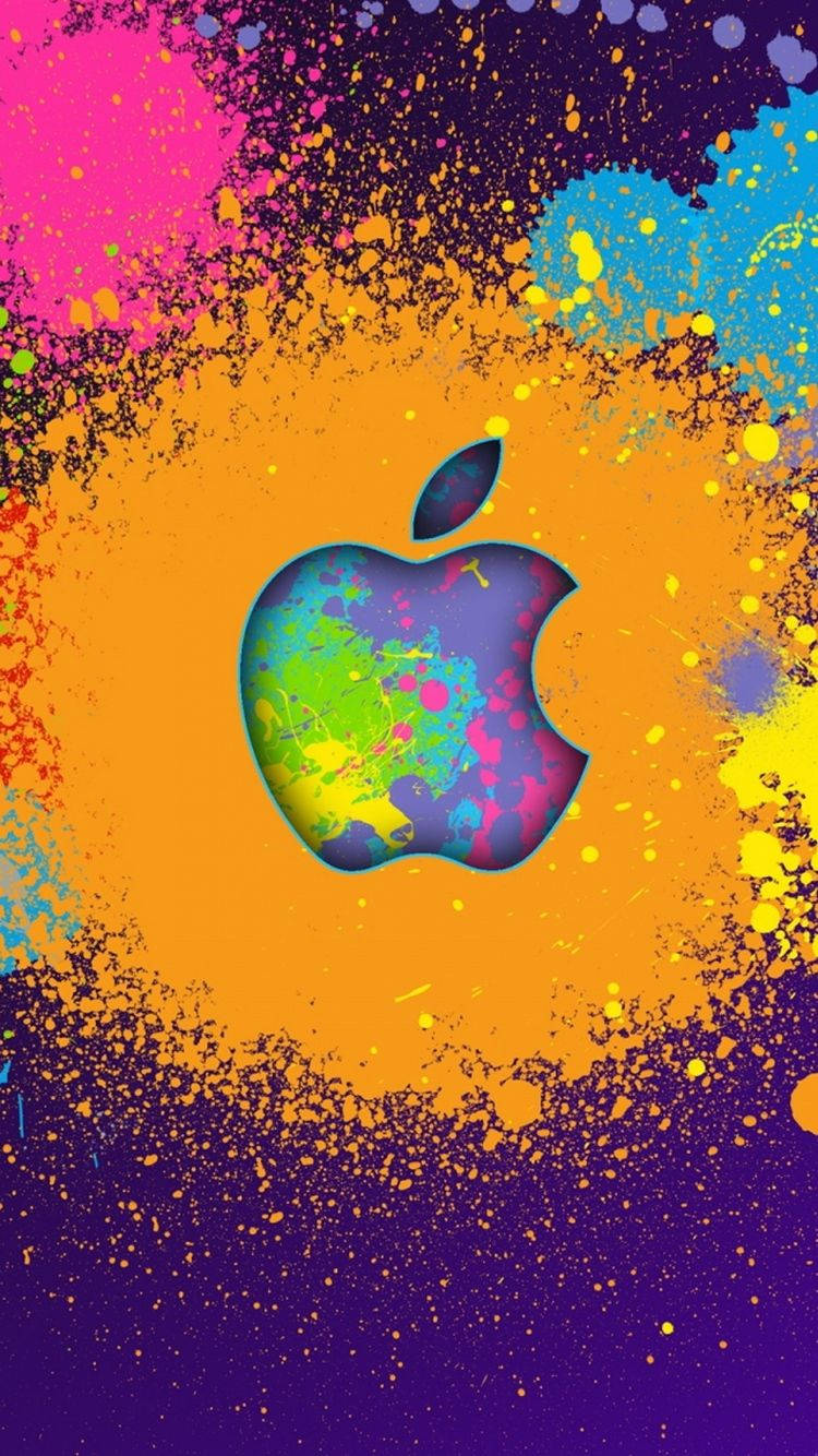 Καλλιτεχνικό Λογότυπο Apple iPhone με Έκρηξη Χρωμάτων Ταπετσαρία