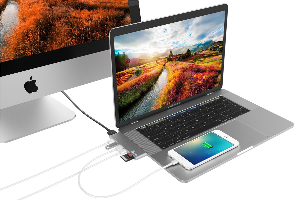 Apple Mac Book Pro με iPhone και iMac Setup Ταπετσαρία