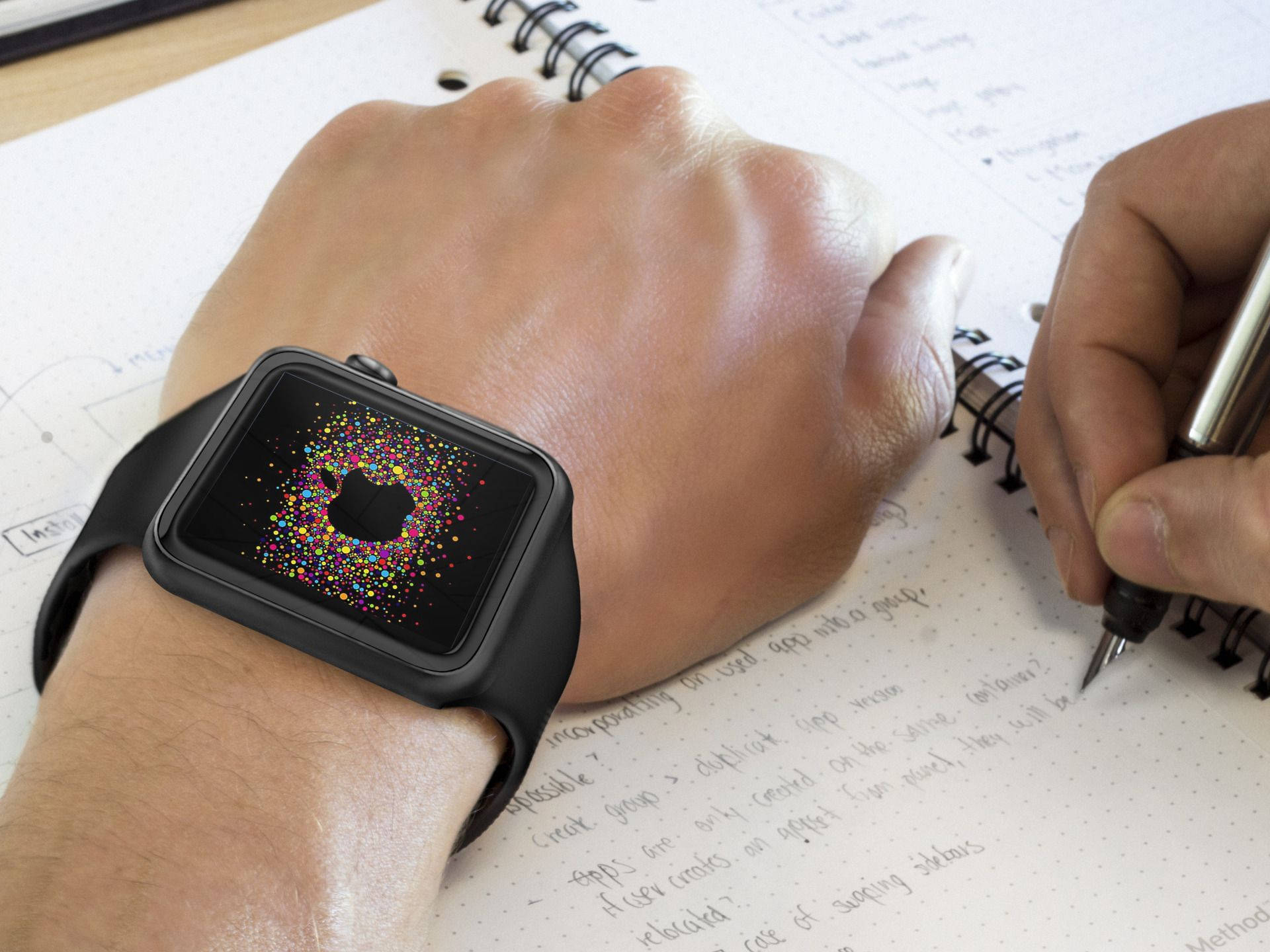 Apple Watch με μαύρο σιλικονούχο βραχιόλι Ταπετσαρία