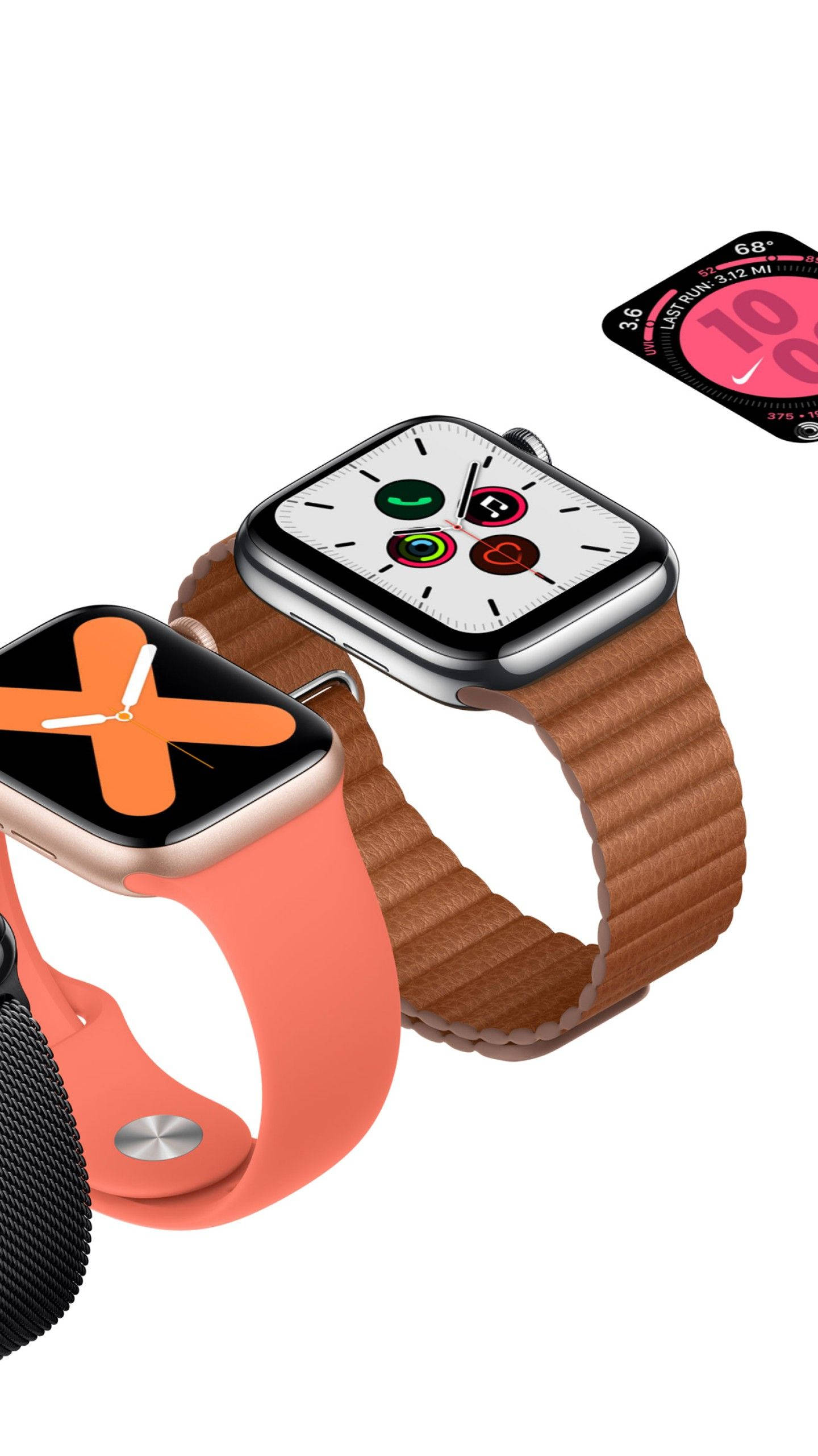 Apple Watch με ροζ ελαστικό ιμάντα σολομού Ταπετσαρία