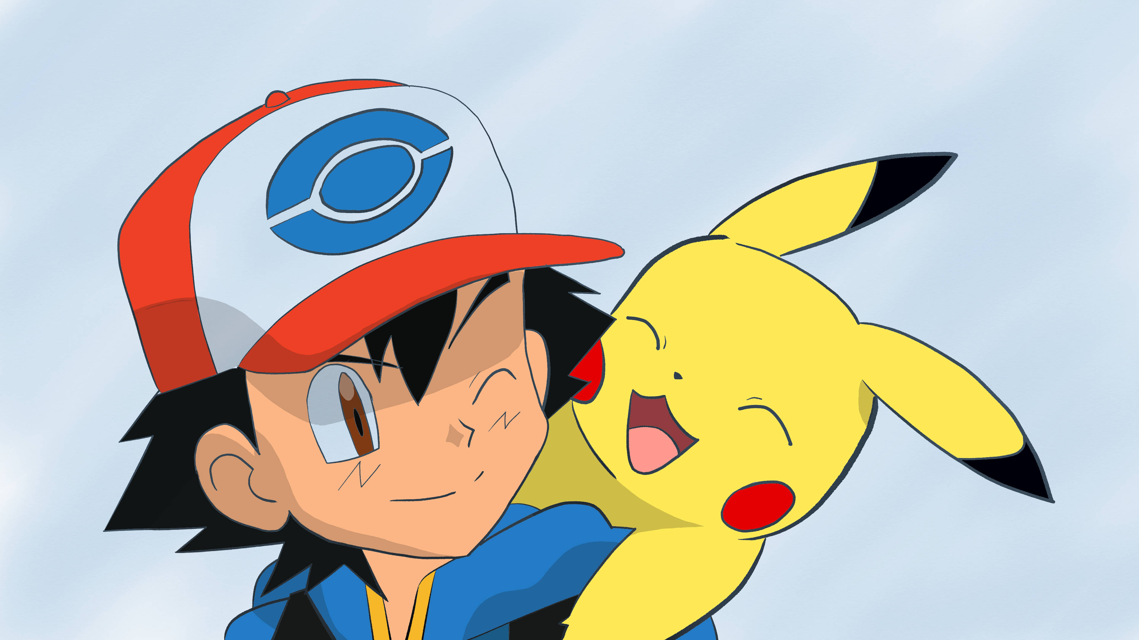 Αξιολάτρευτος Ash και Pikachu 4K Ταπετσαρία