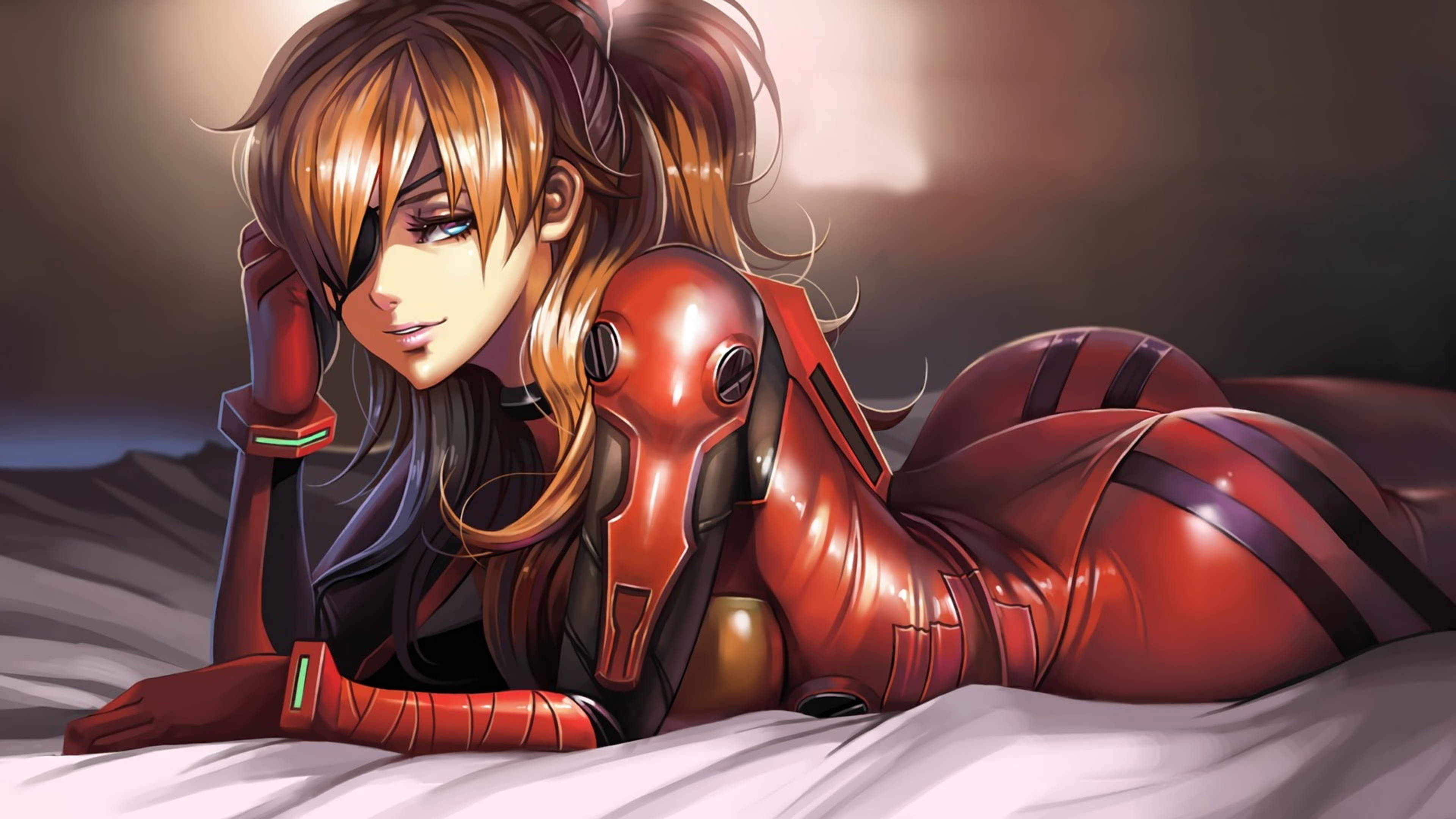 Asuka με Δεμένο Μάτι 4K από το Evangelion Ταπετσαρία