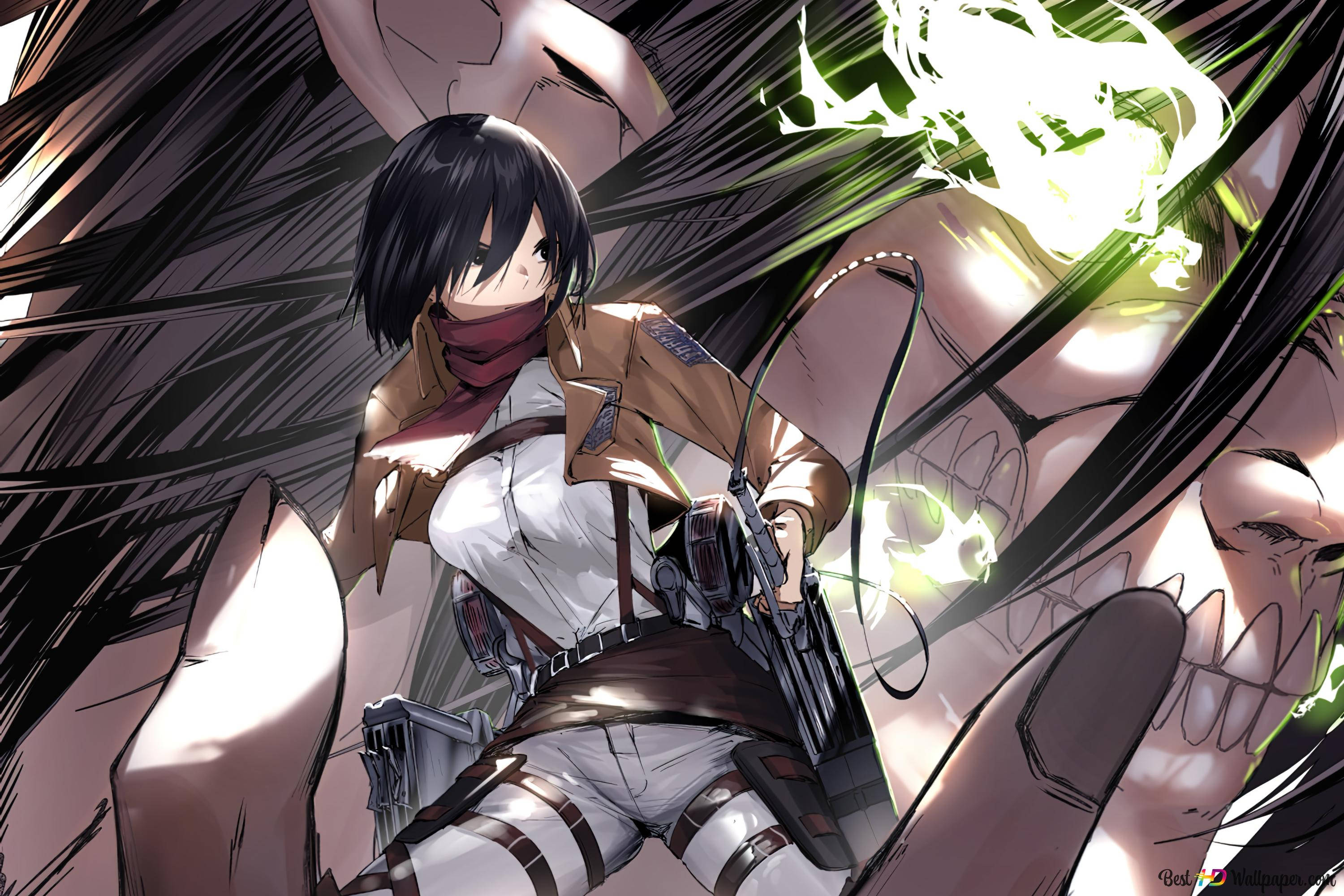 Attack on Titan Τιτάνας Έρεν Κρατάει τη Μικάσα Ταπετσαρία
