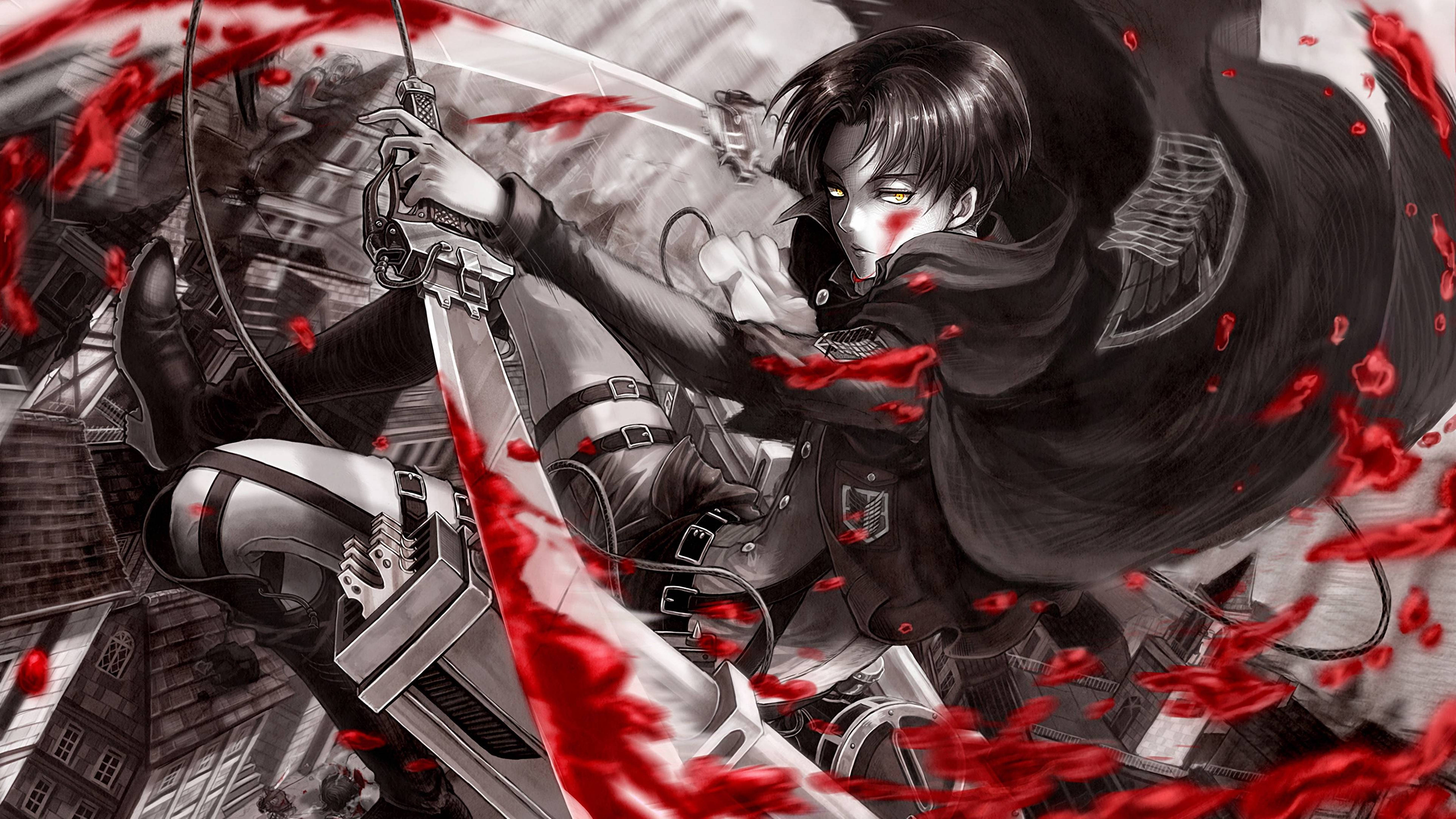 Attack On Titans 4K Eren Yeager Ματωμένο Σπαθί Ταπετσαρία