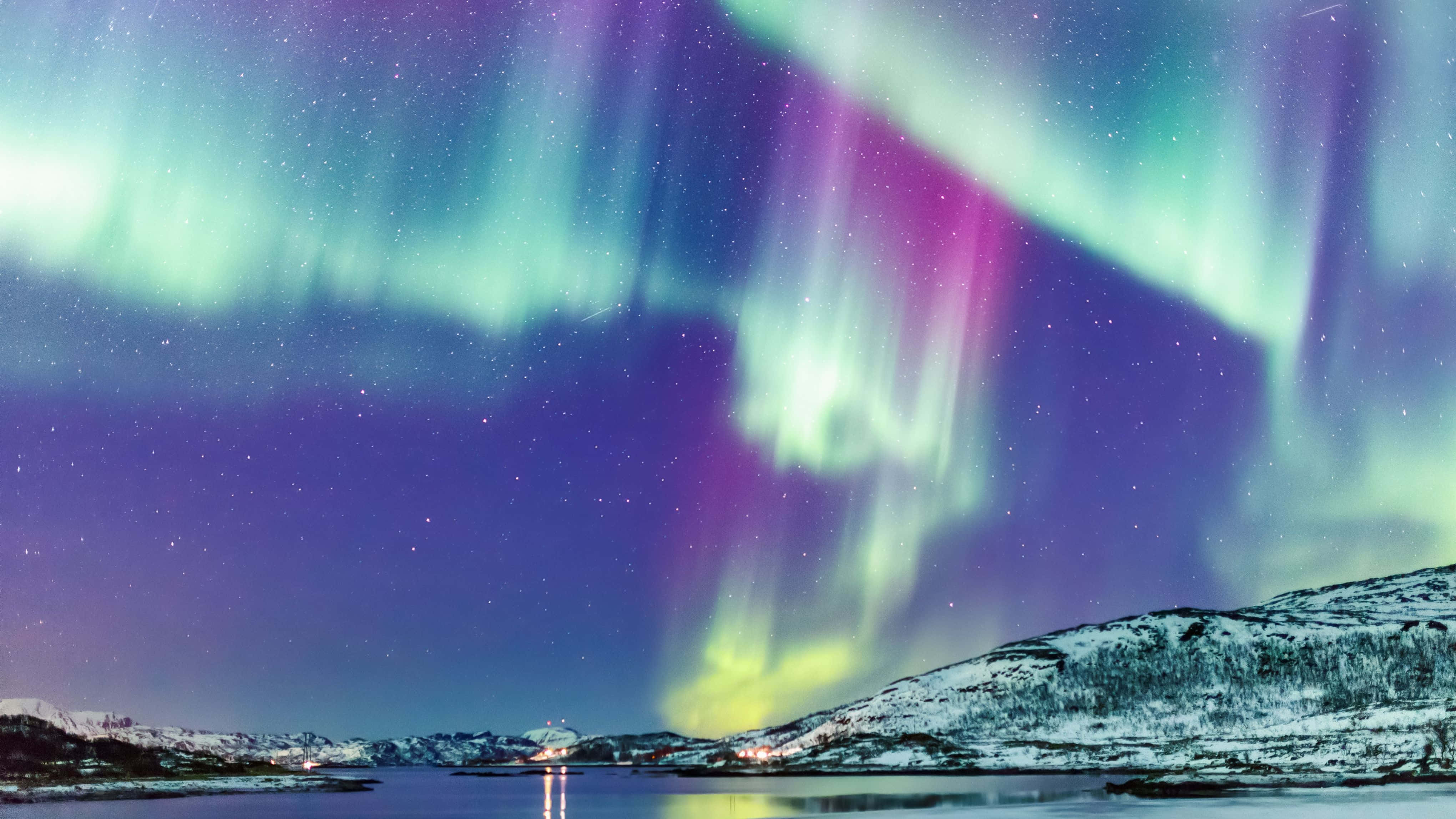 Βόρειο Σέλας Aurora Borealis Νορβηγία 4K Οθόνη Ταπετσαρία