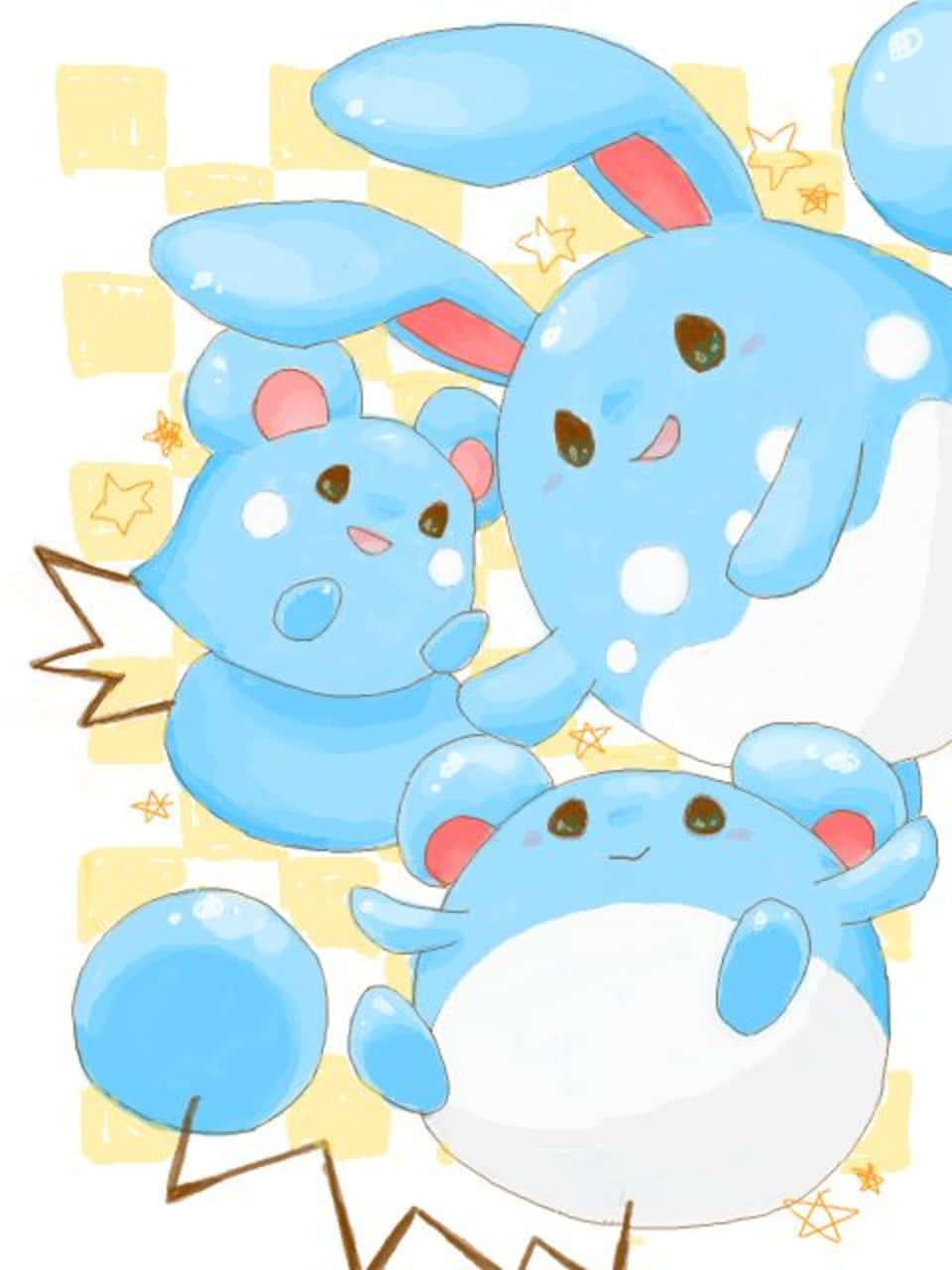 Azumarill Κίτρινο Καρό Ταπετσαρία