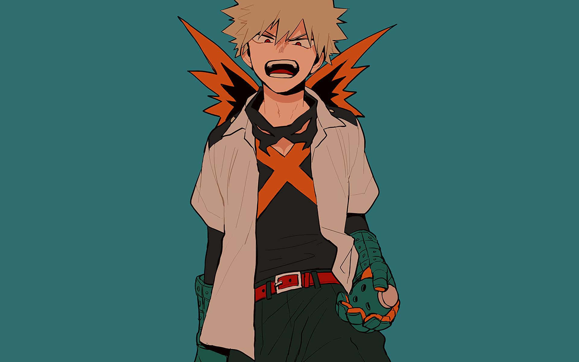 Aισθητική επιφάνεια εργασίας Bakugou με πράσινο φόντο Ταπετσαρία