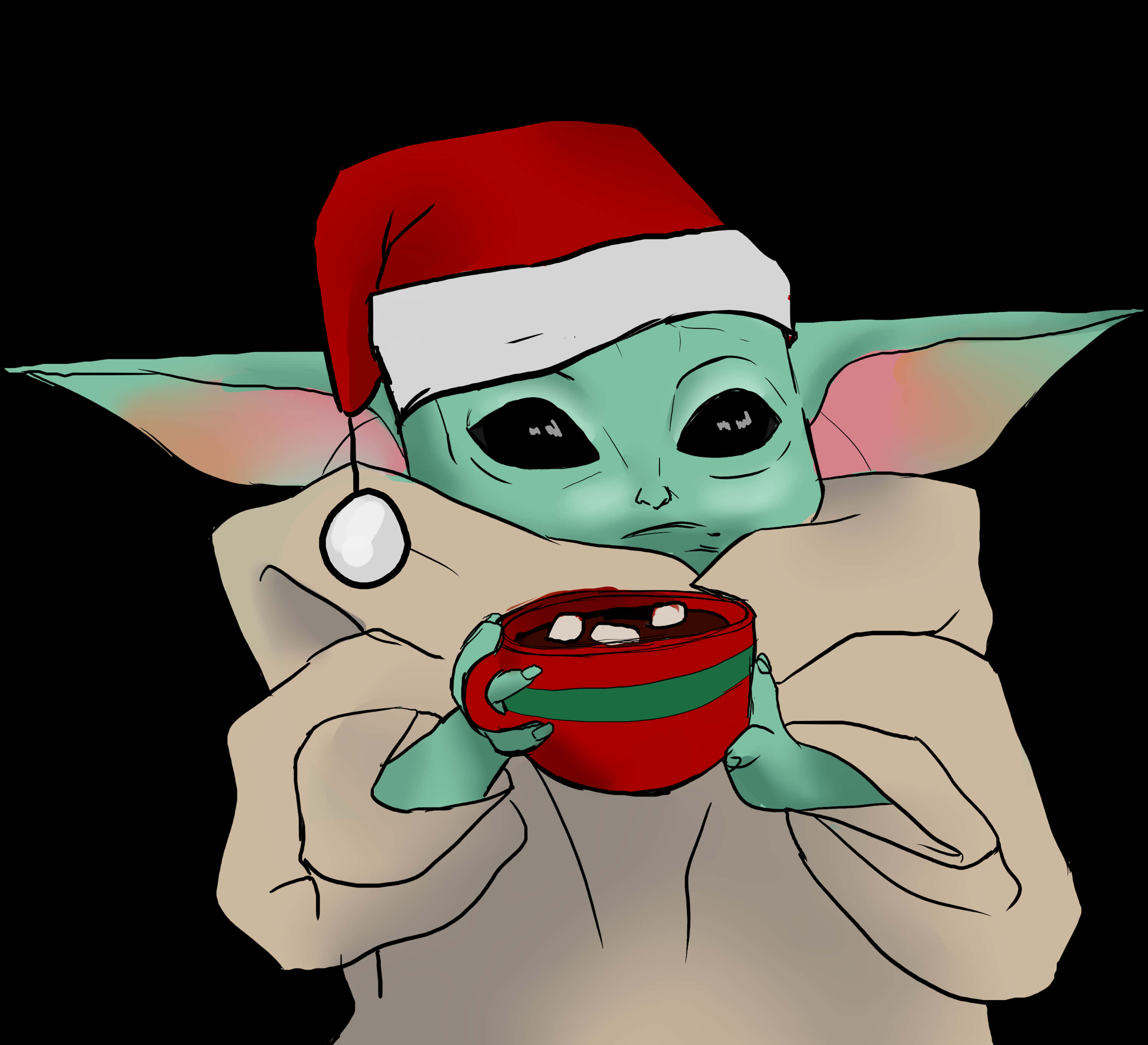 Baby Yoda με Κούπα για τις Γιορτές Ταπετσαρία