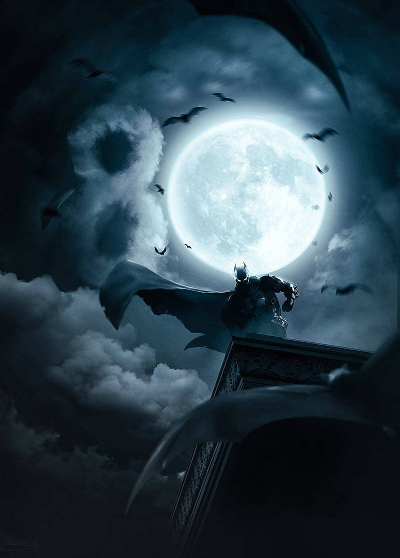 Πανσέληνος Πίσω από τον Batman Arkham Knight iPhone Ταπετσαρία