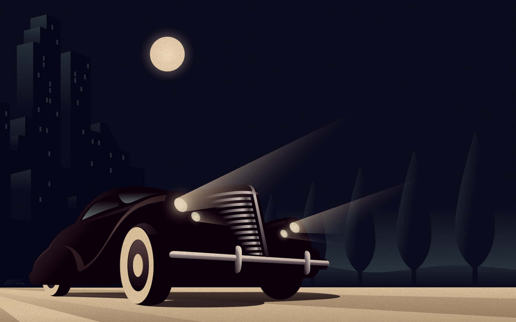 Batman The Animated Series Κλασικό Αυτοκίνητο Νύχτα Ταπετσαρία
