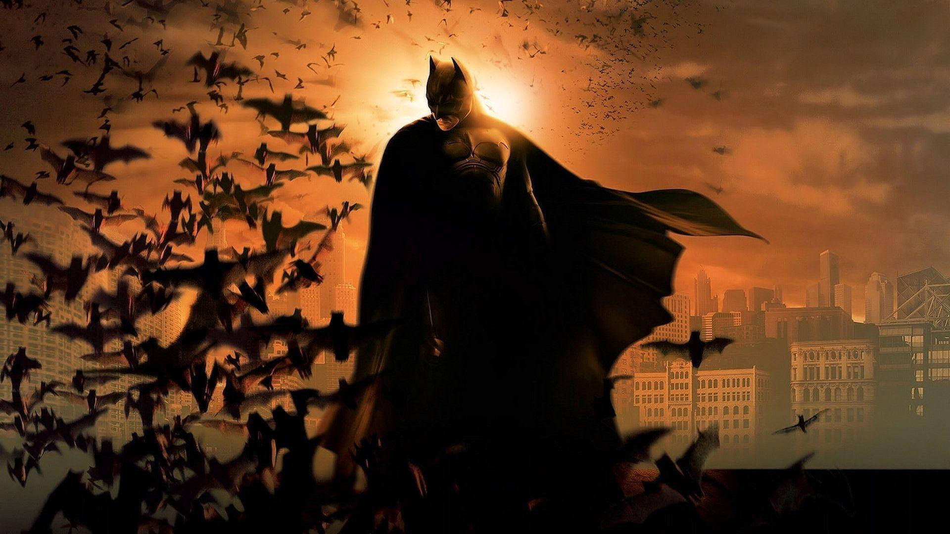 Batman και νυχτερίδες σεπία ταπετσαρία — Batman Ταπετσαρία
