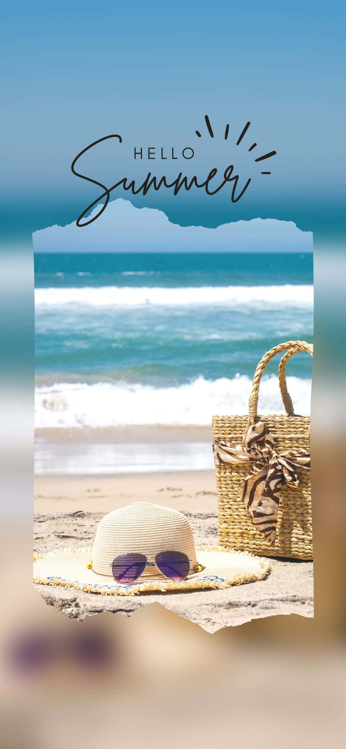 Beach Bag And Hat iPhone X Summer Background Ταπετσαρία