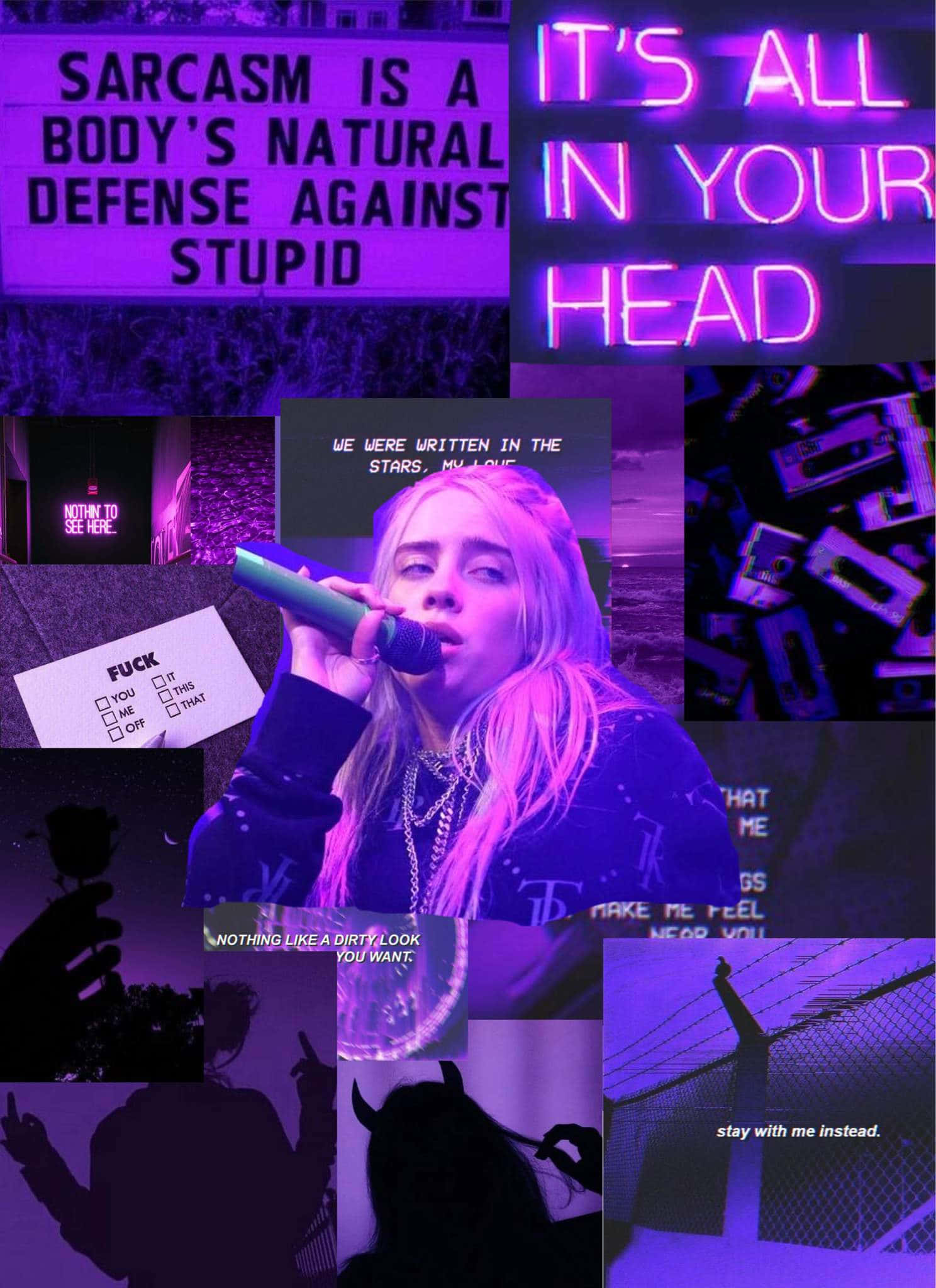 Η Billie Eilish φαίνεται εντελώς μαγευτική στο μωβ χρώμα. Ταπετσαρία